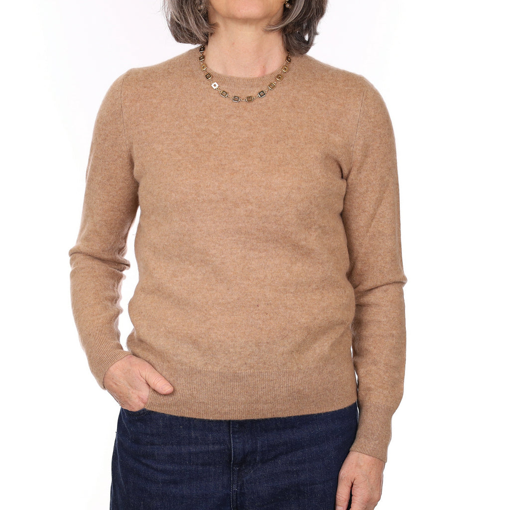 Fudge Brown Cashmere Crew Neck Jumper Medium