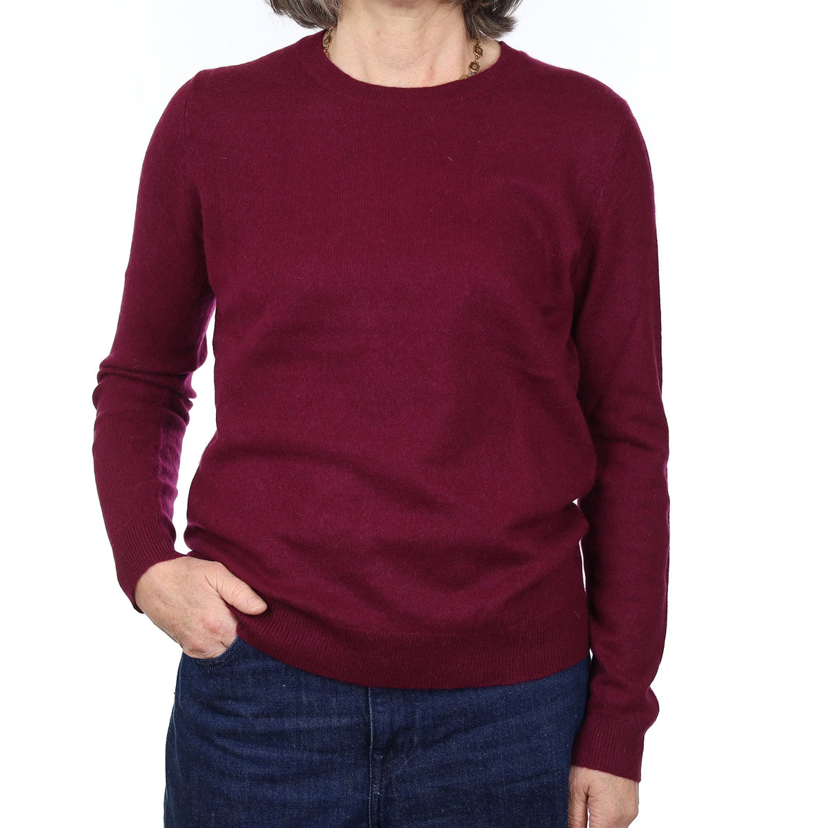 Plum Purple Cashmere Crew Neck Jumper Medium