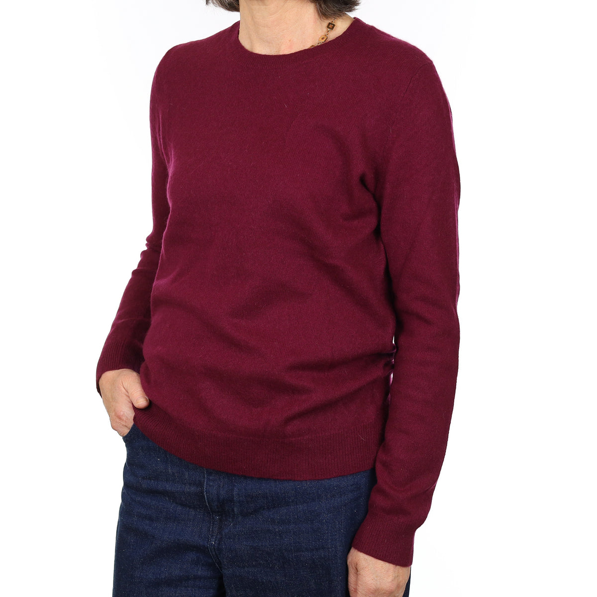 Plum Purple Cashmere Crew Neck Jumper Medium
