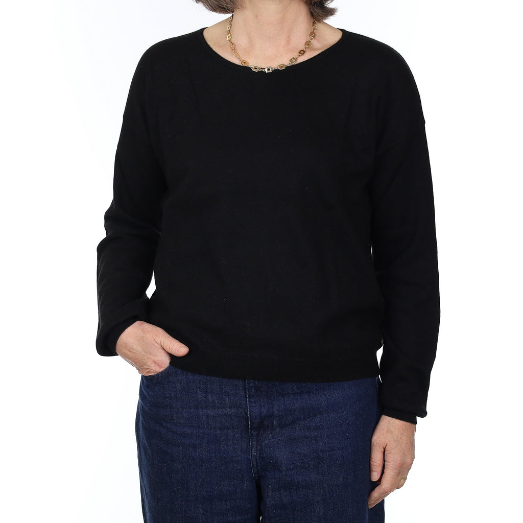 Black Cashmere Crew Neck Jumper Medium