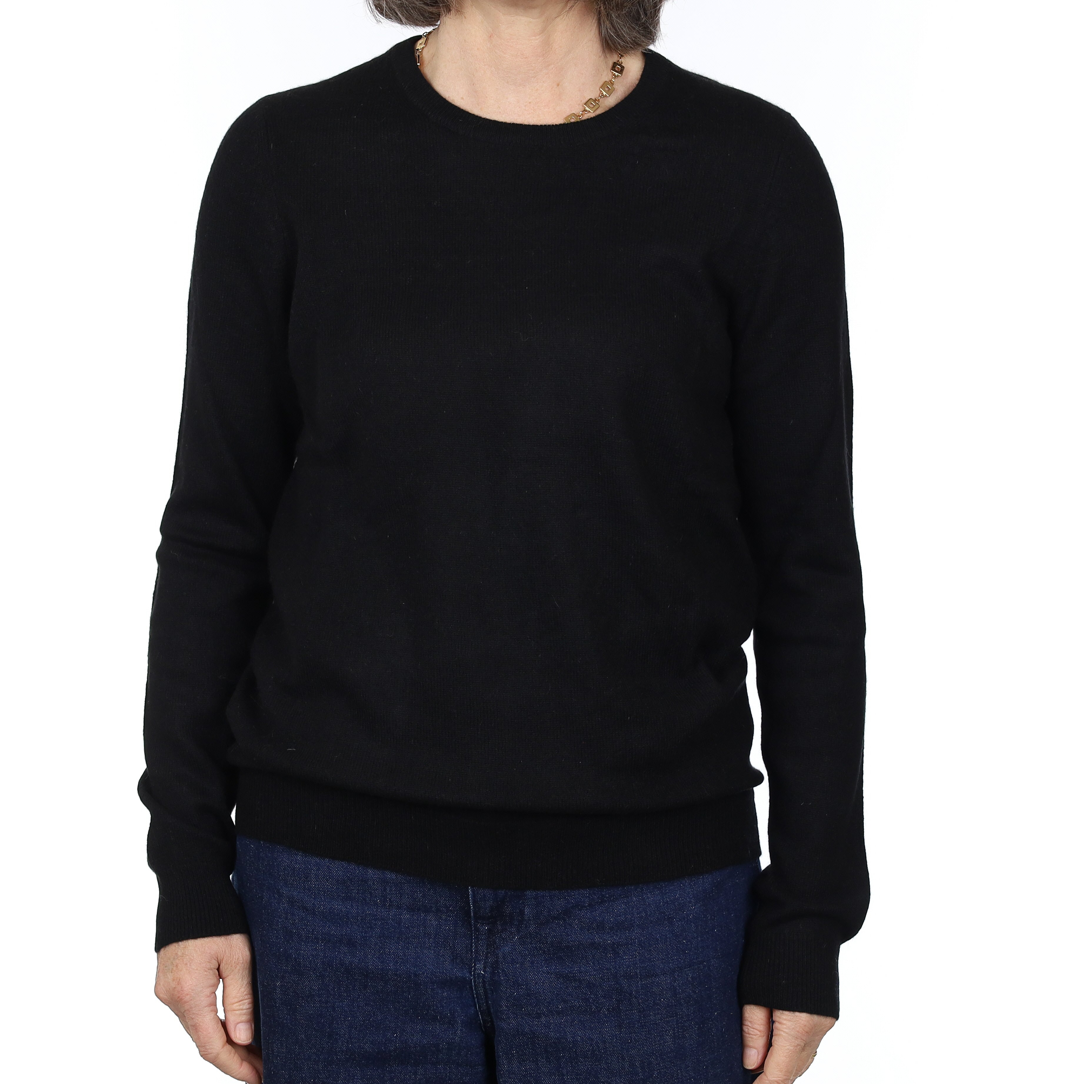 Black Cashmere Crew Neck Jumper Medium