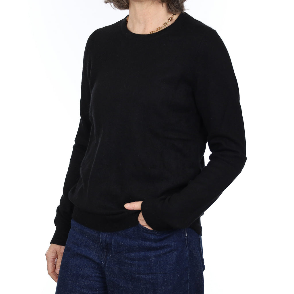 Black Cashmere Crew Neck Jumper Medium