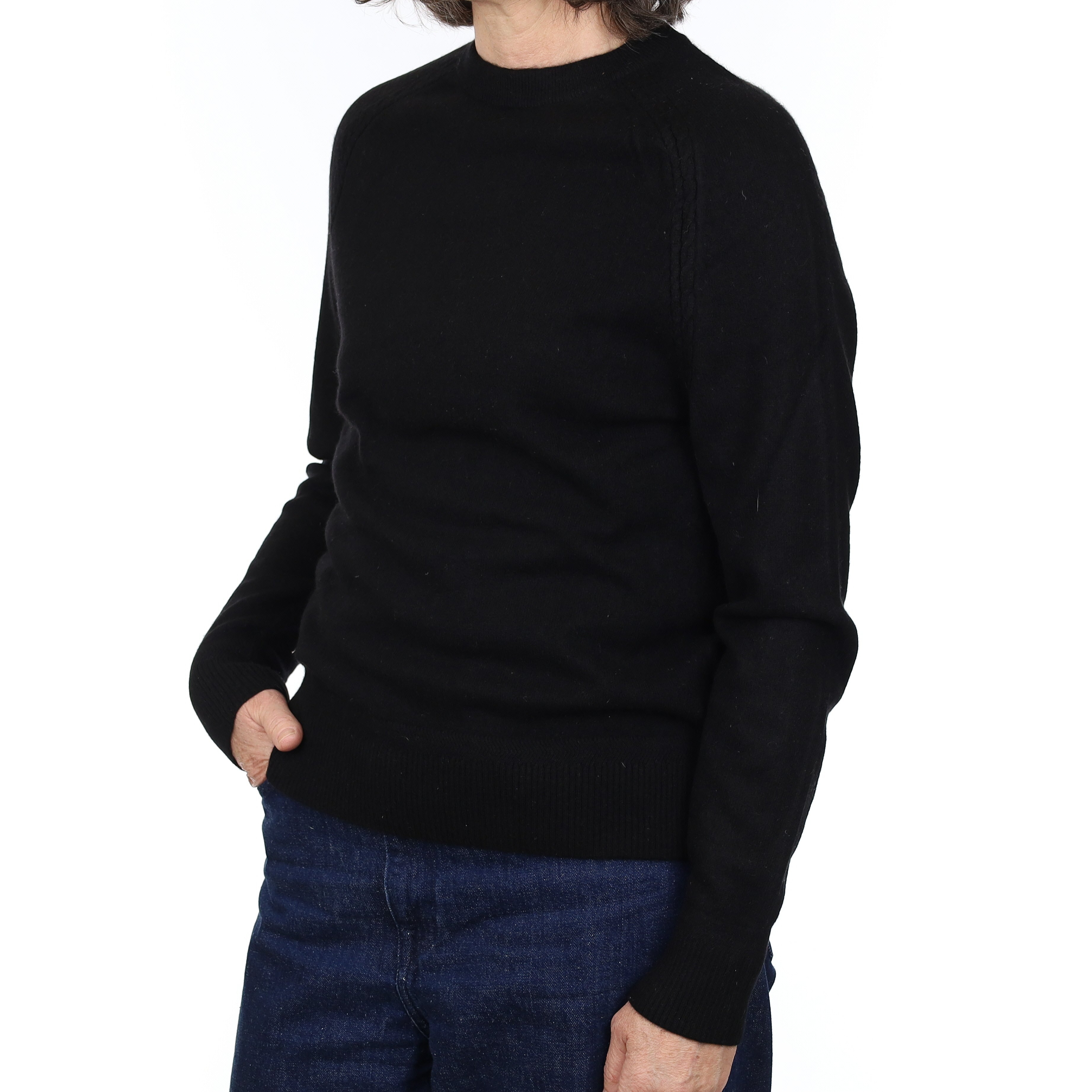 Black Cashmere Crew Neck Jumper Medium