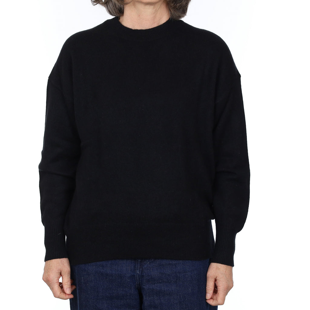 Black Heavy Knit Cashmere Crew Neck Jumper Medium