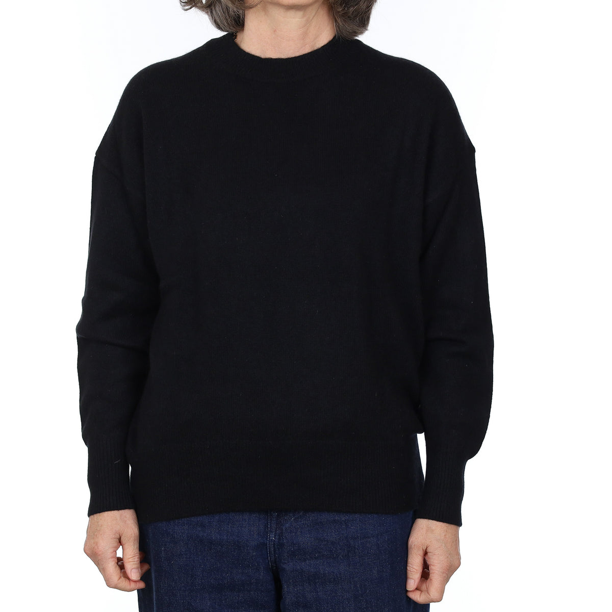 Black Heavy Knit Cashmere Crew Neck Jumper Medium