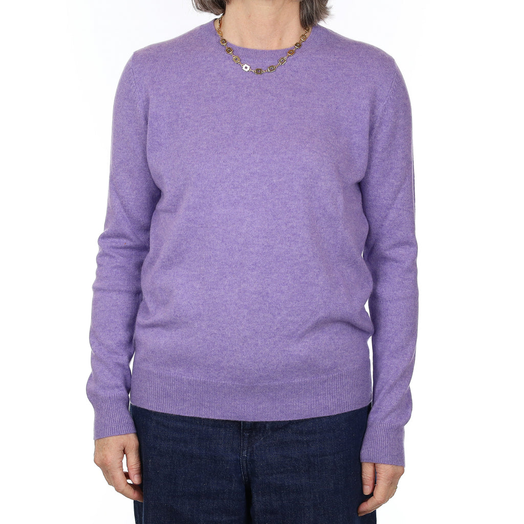Bluebell Purple Marl Cashmere Crew Neck Jumper Medium