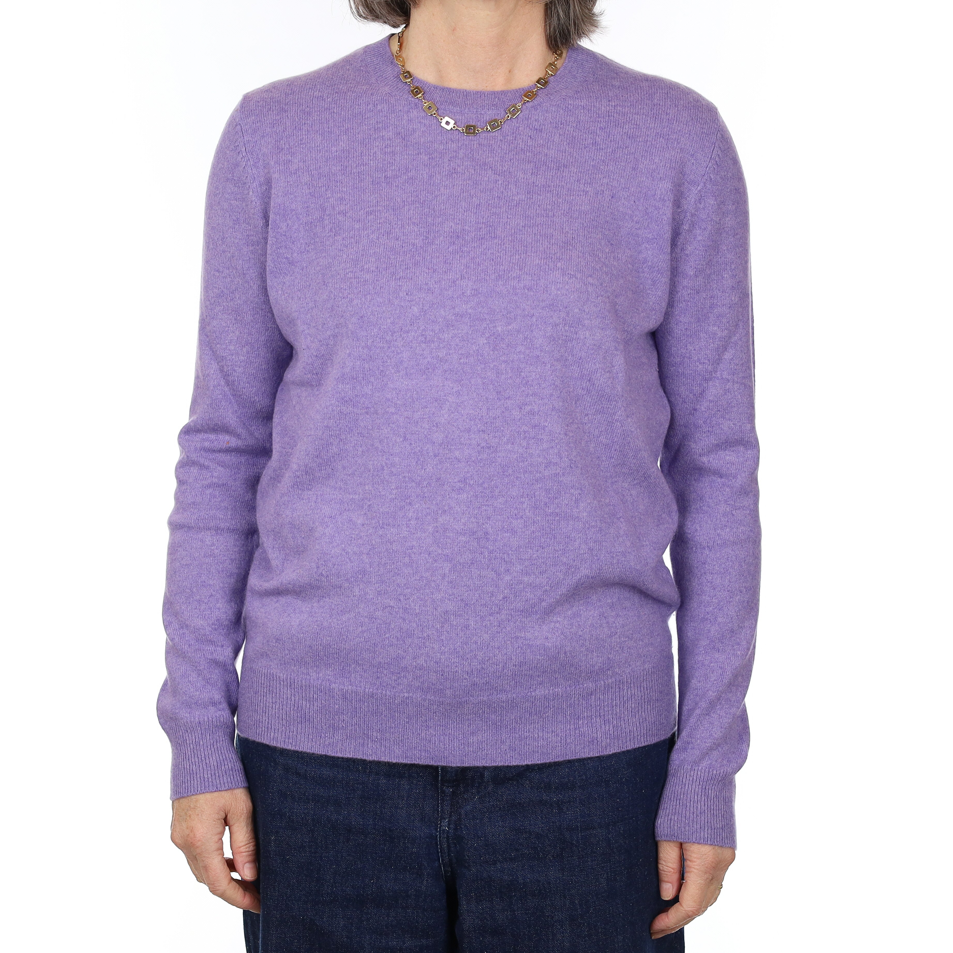 Bluebell Purple Marl Cashmere Crew Neck Jumper Medium