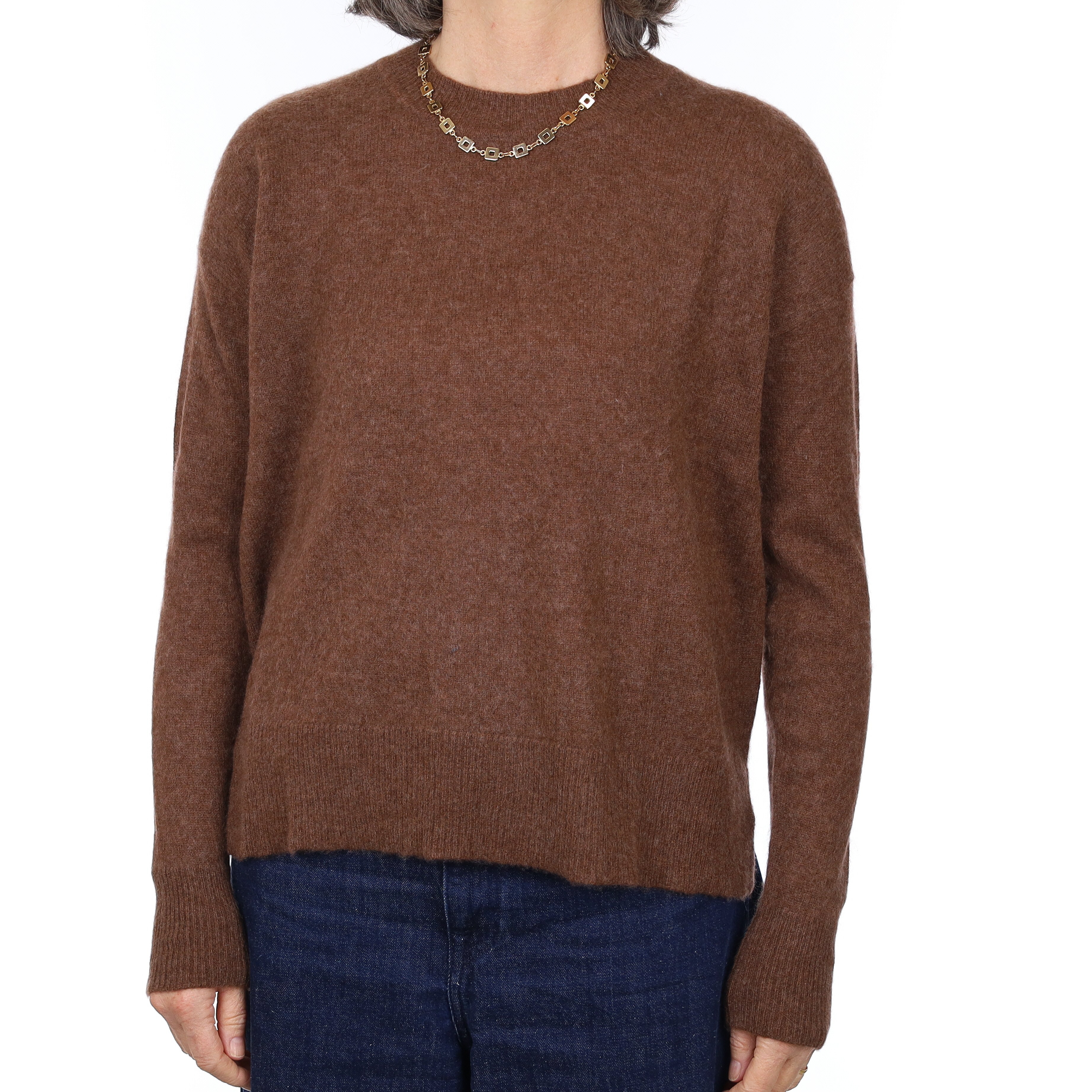 Walnut Brown Cashmere Crew Neck Jumper Medium