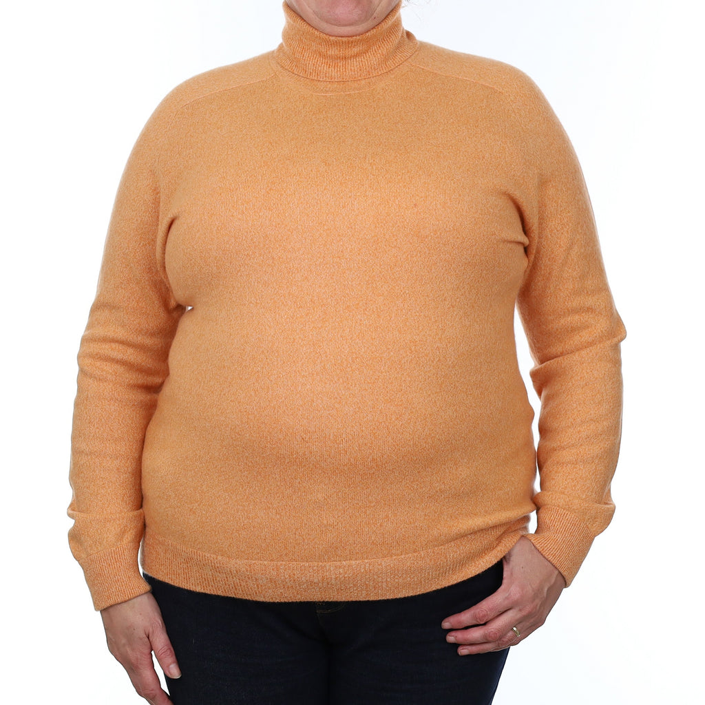 Peach Marl Cashmere Polo Neck Jumper Extra Large