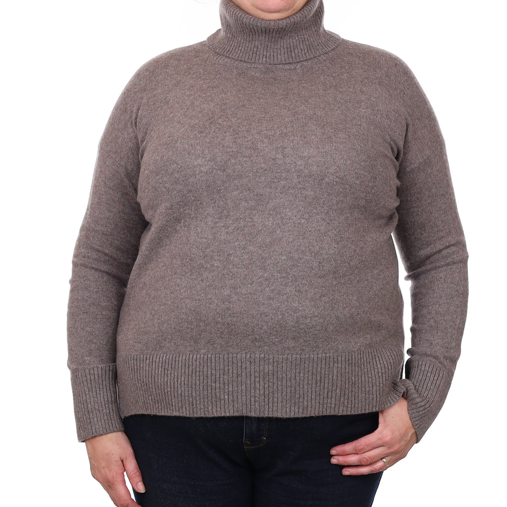 The White Company Mocha Brown Cashmere Polo Neck Jumper Extra Large