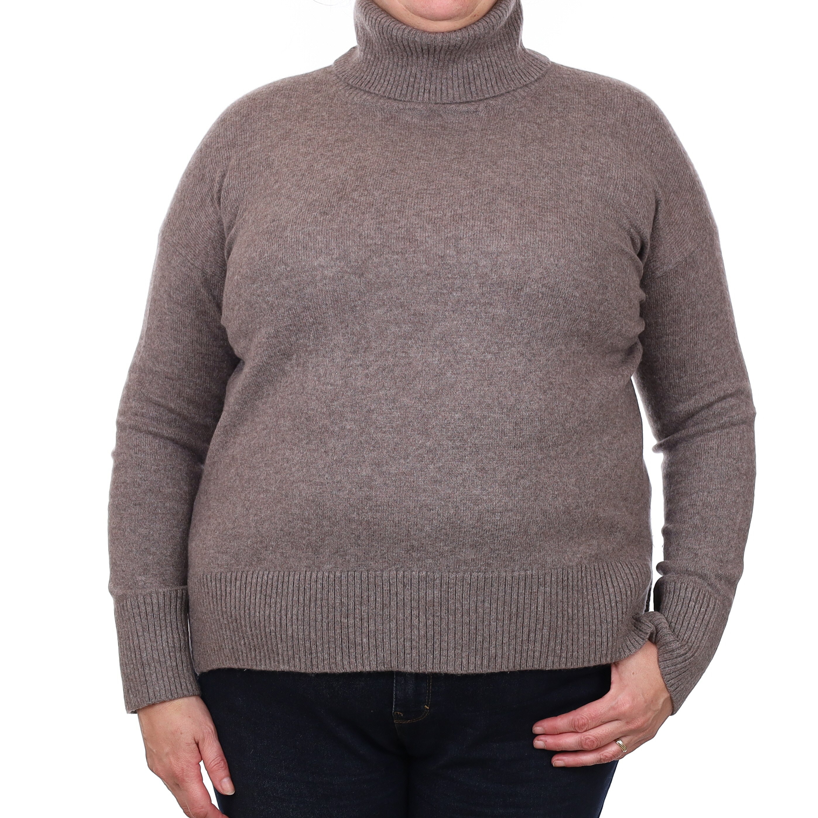The White Company Mocha Brown Cashmere Polo Neck Jumper Extra Large