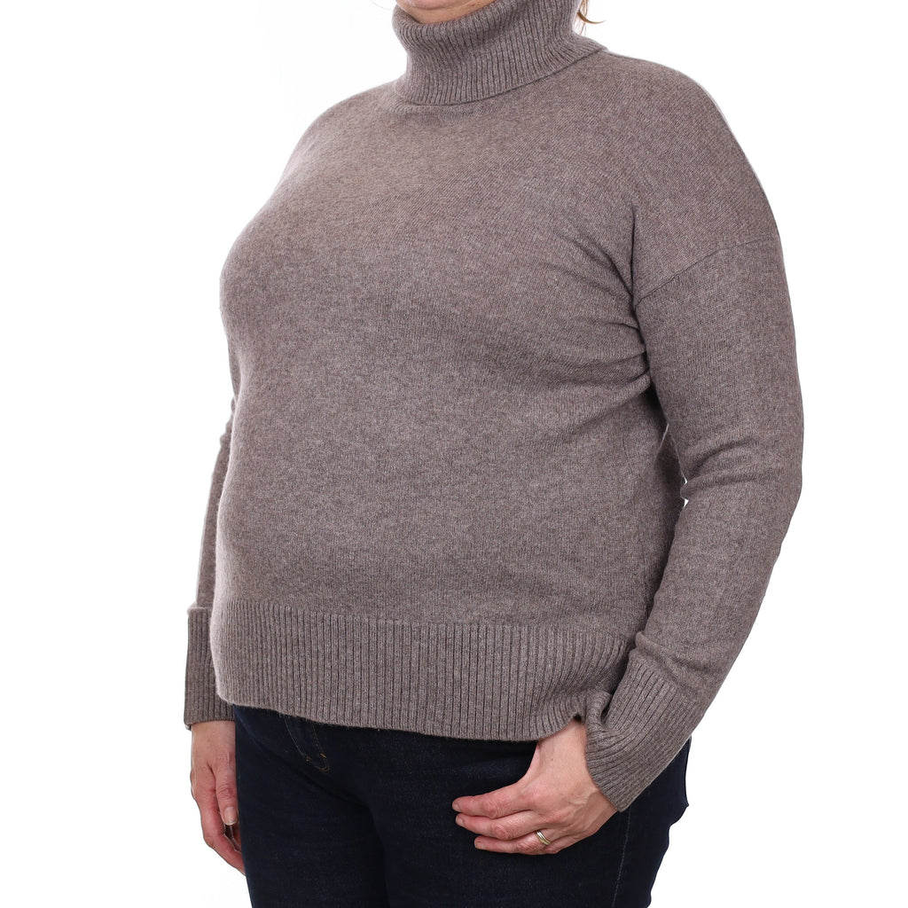 The White Company Mocha Brown Cashmere Polo Neck Jumper Extra Large