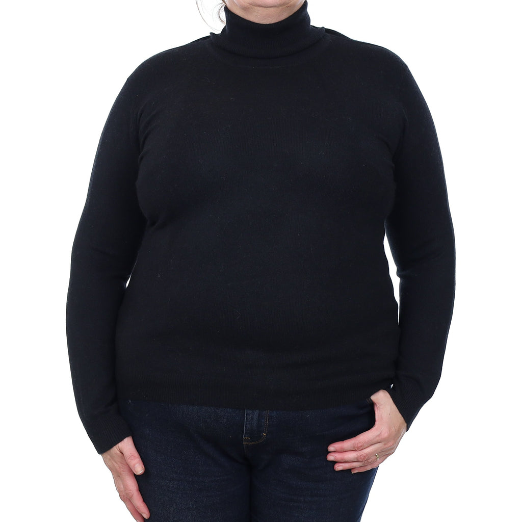 Black Cashmere Polo Neck Jumper Extra Large