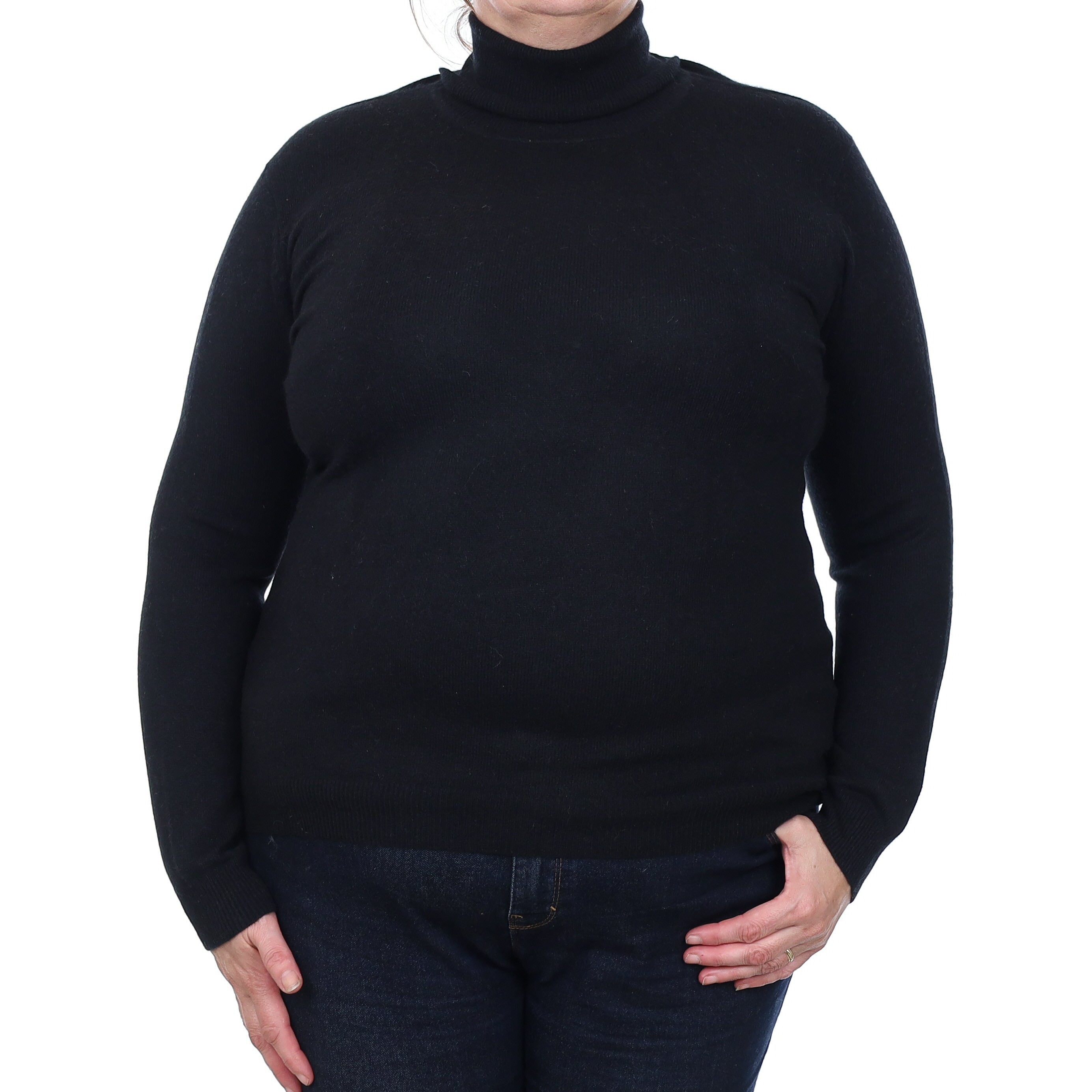 Black Cashmere Polo Neck Jumper Extra Large