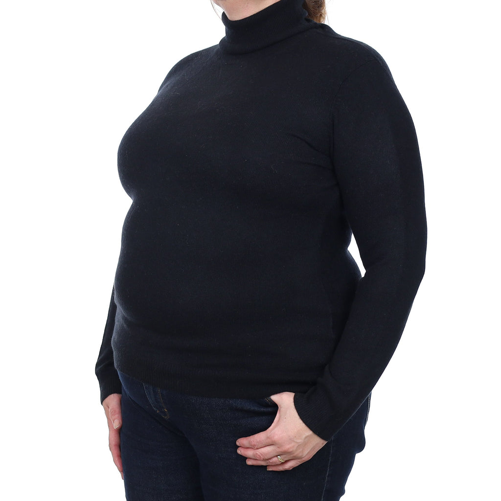 Black Cashmere Polo Neck Jumper Extra Large
