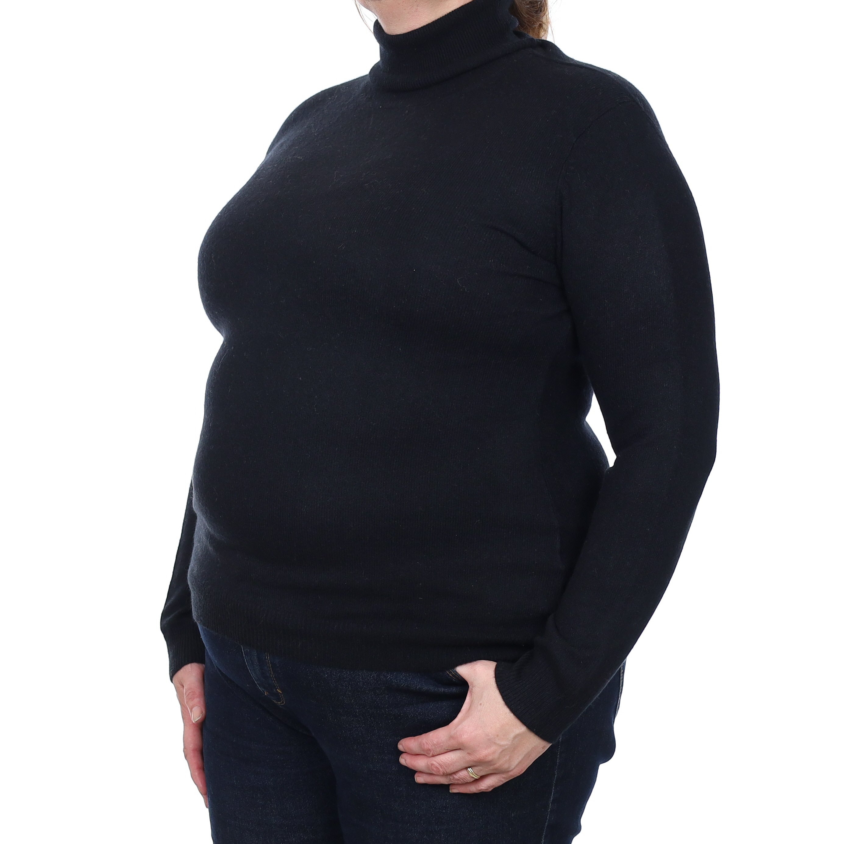 Black Cashmere Polo Neck Jumper Extra Large