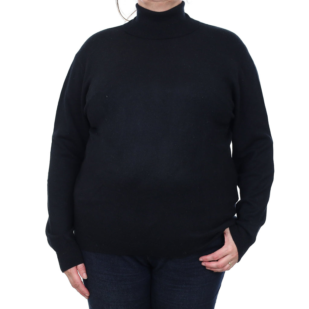 Black Cashmere Polo Neck Jumper Extra Large