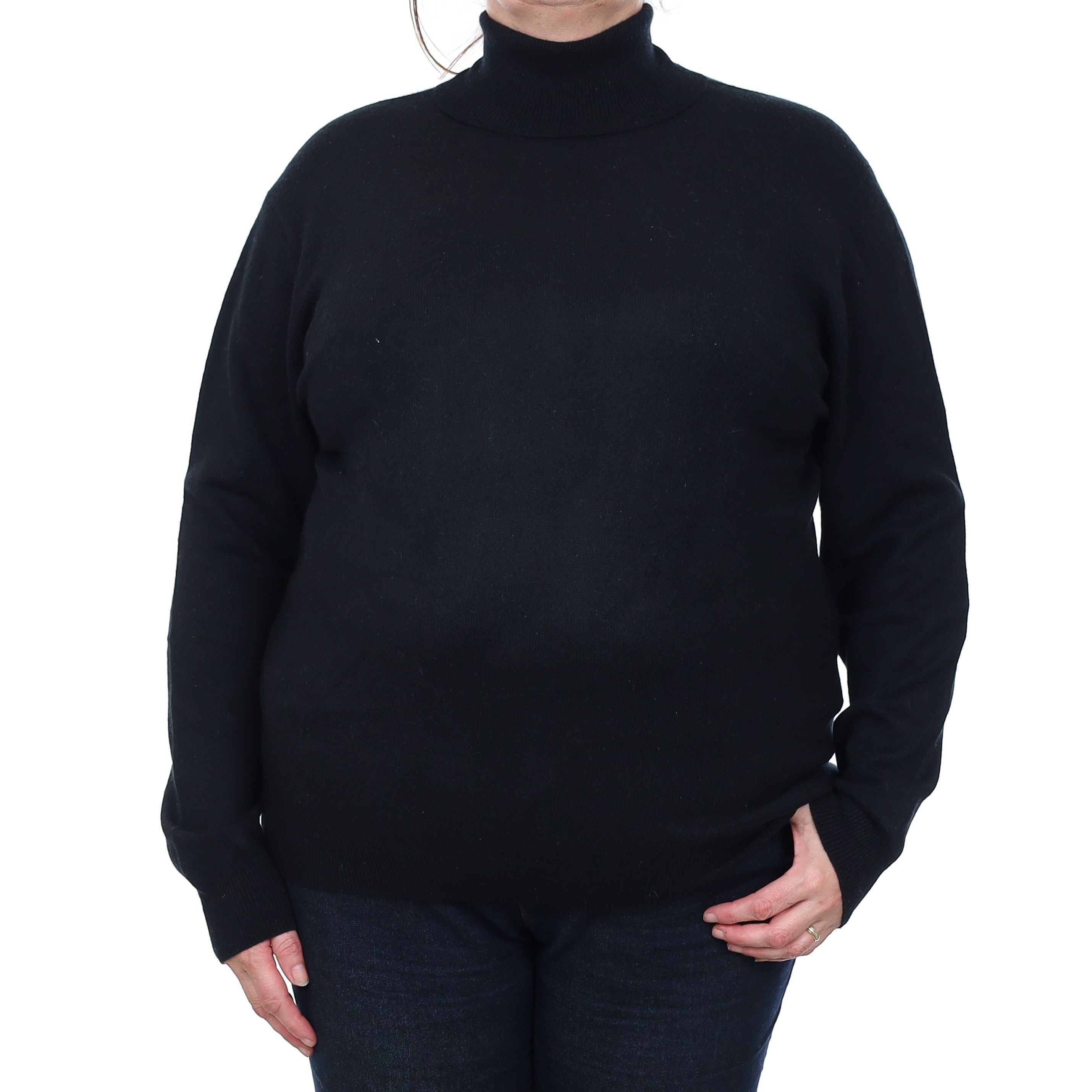 Black Cashmere Polo Neck Jumper Extra Large