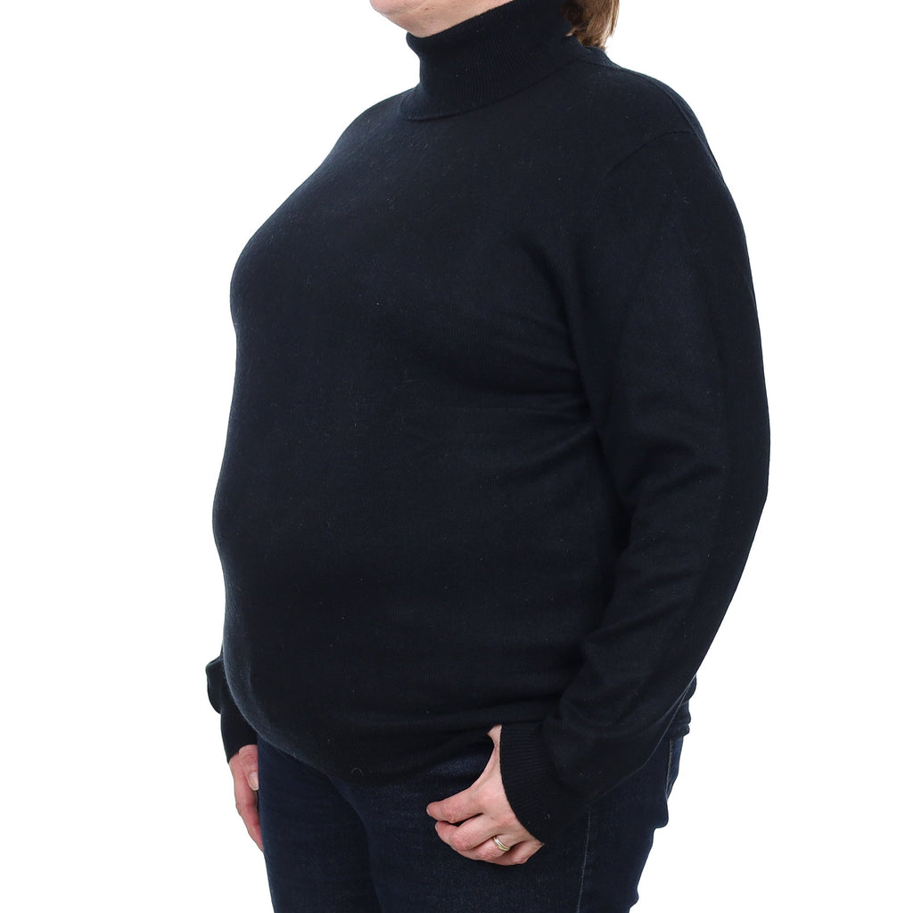 Black Cashmere Polo Neck Jumper Extra Large