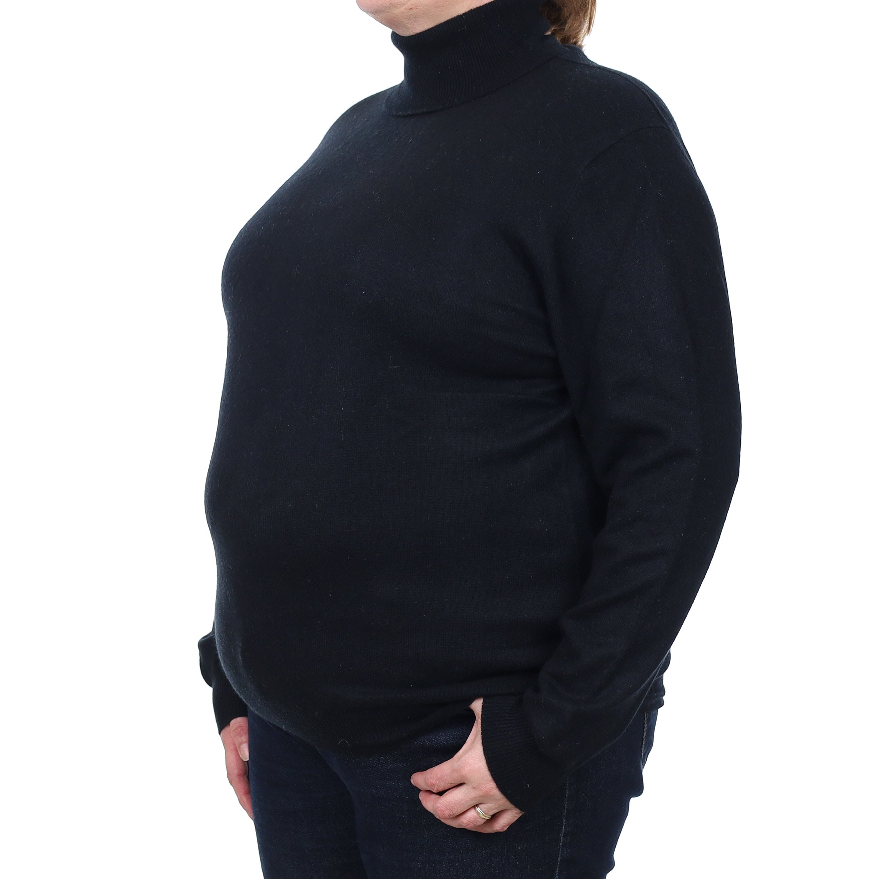 Black Cashmere Polo Neck Jumper Extra Large