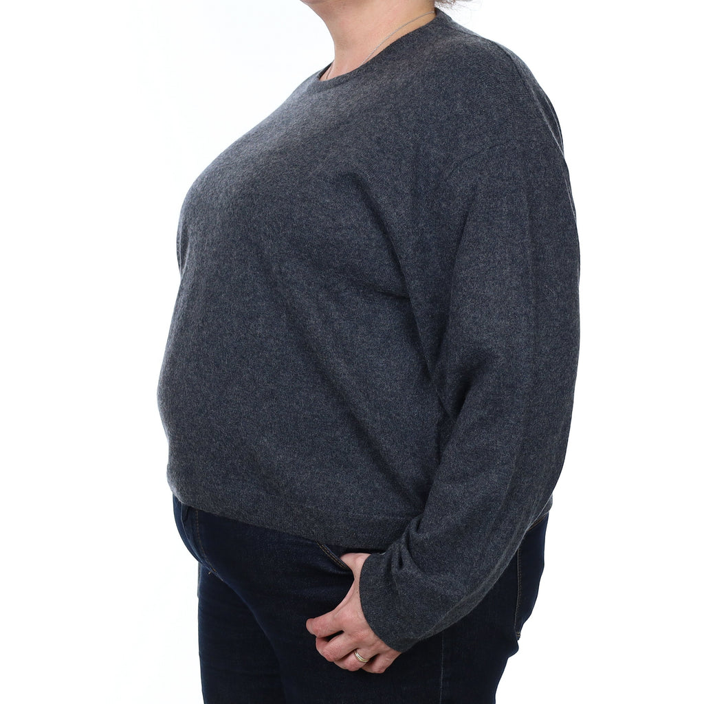 Charcoal Grey Cashmere Boxy Crew Neck Jumper XXL