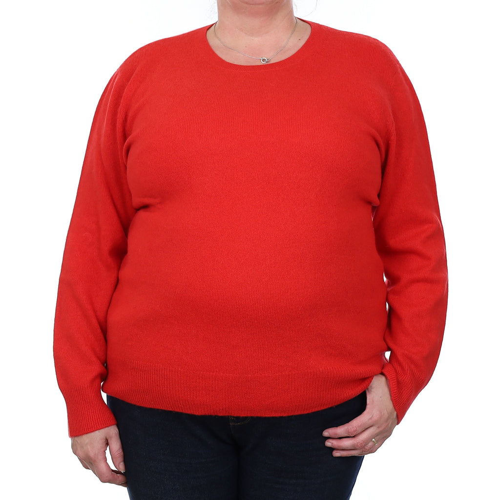 Neiman Marcus Vermillion Red Cashmere Crew Neck Jumper XXXL