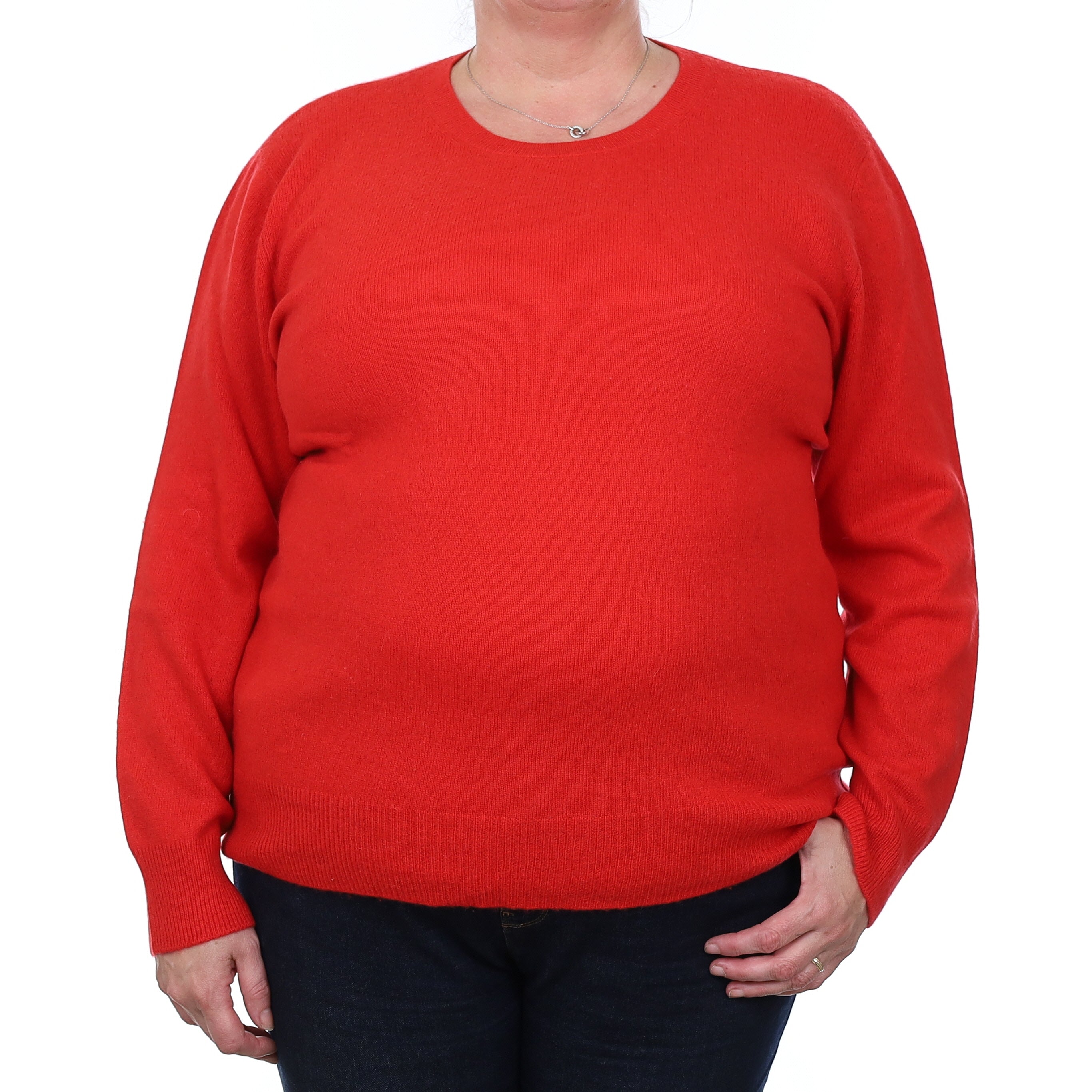 Neiman Marcus Vermillion Red Cashmere Crew Neck Jumper XXXL