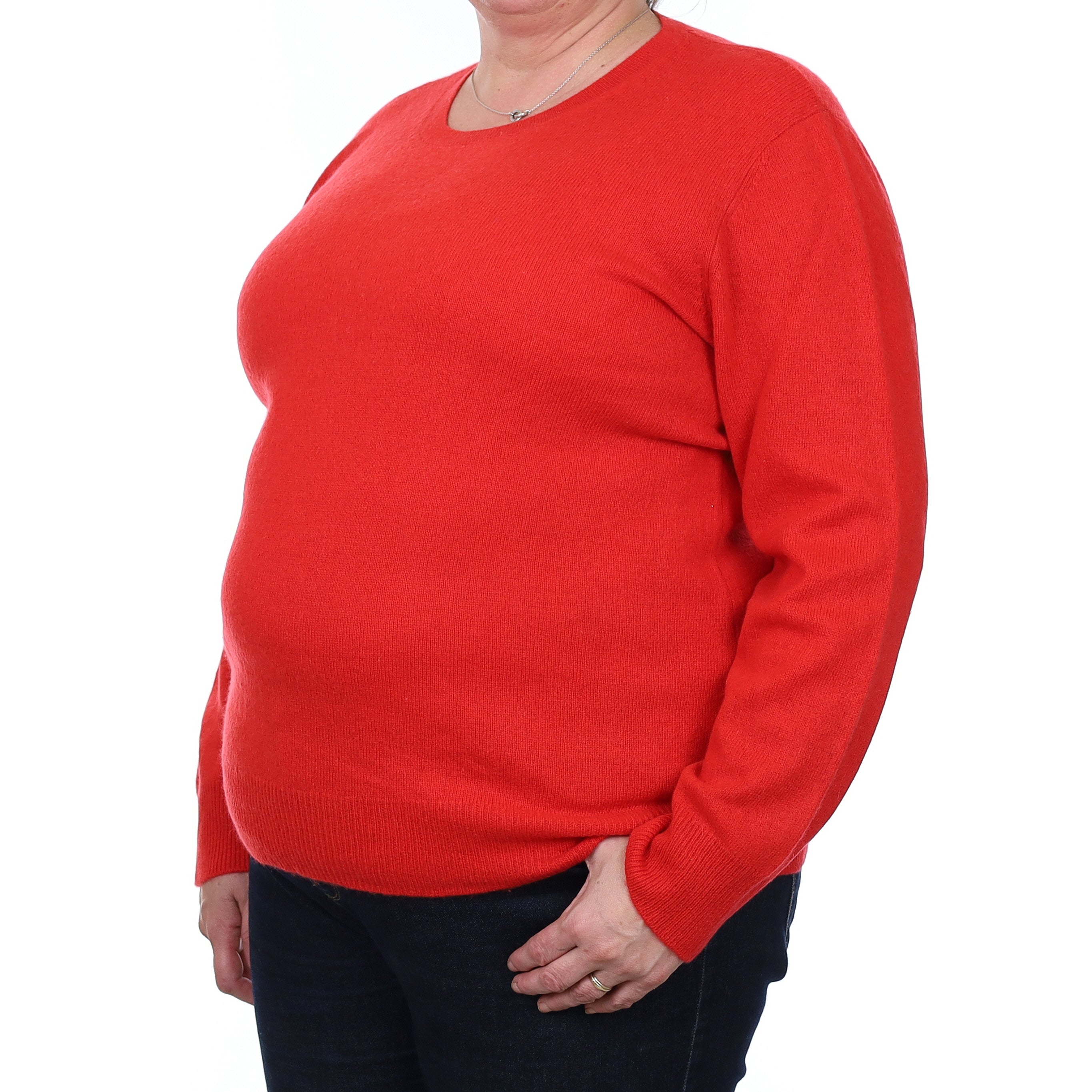 Neiman Marcus Vermillion Red Cashmere Crew Neck Jumper XXXL