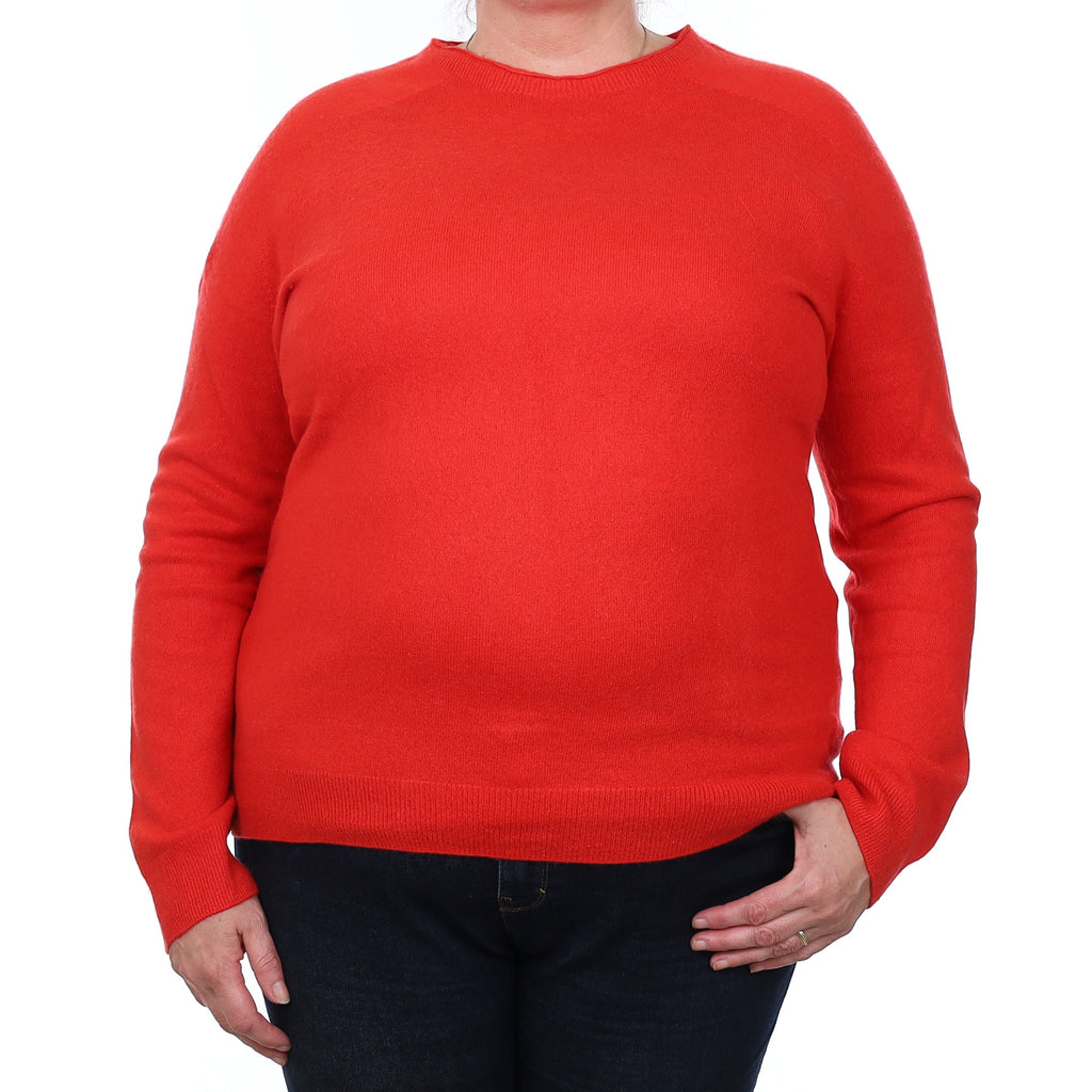Vermillion Red Cashmere Crew Neck Jumper Extra Large