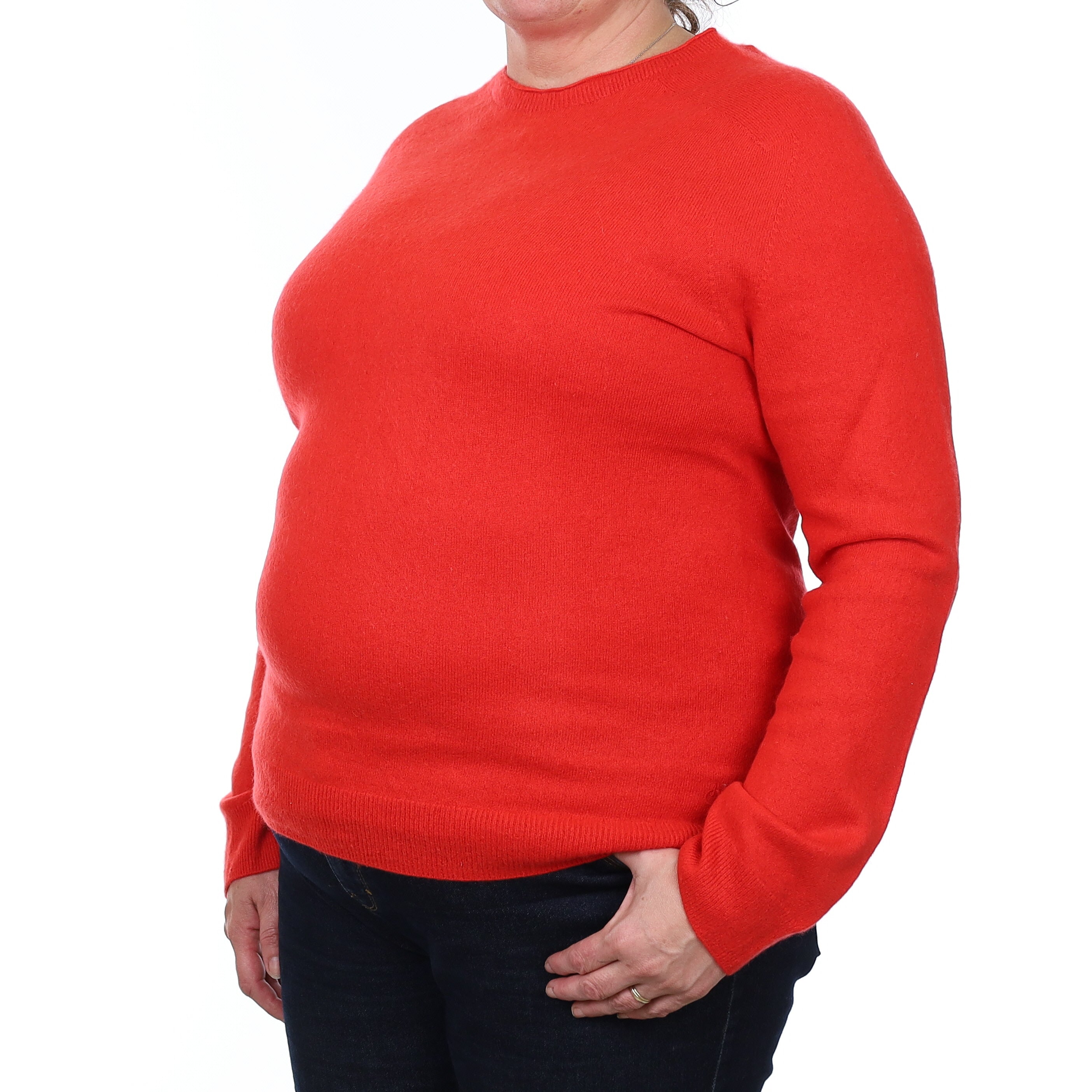 Vermillion Red Cashmere Crew Neck Jumper Extra Large