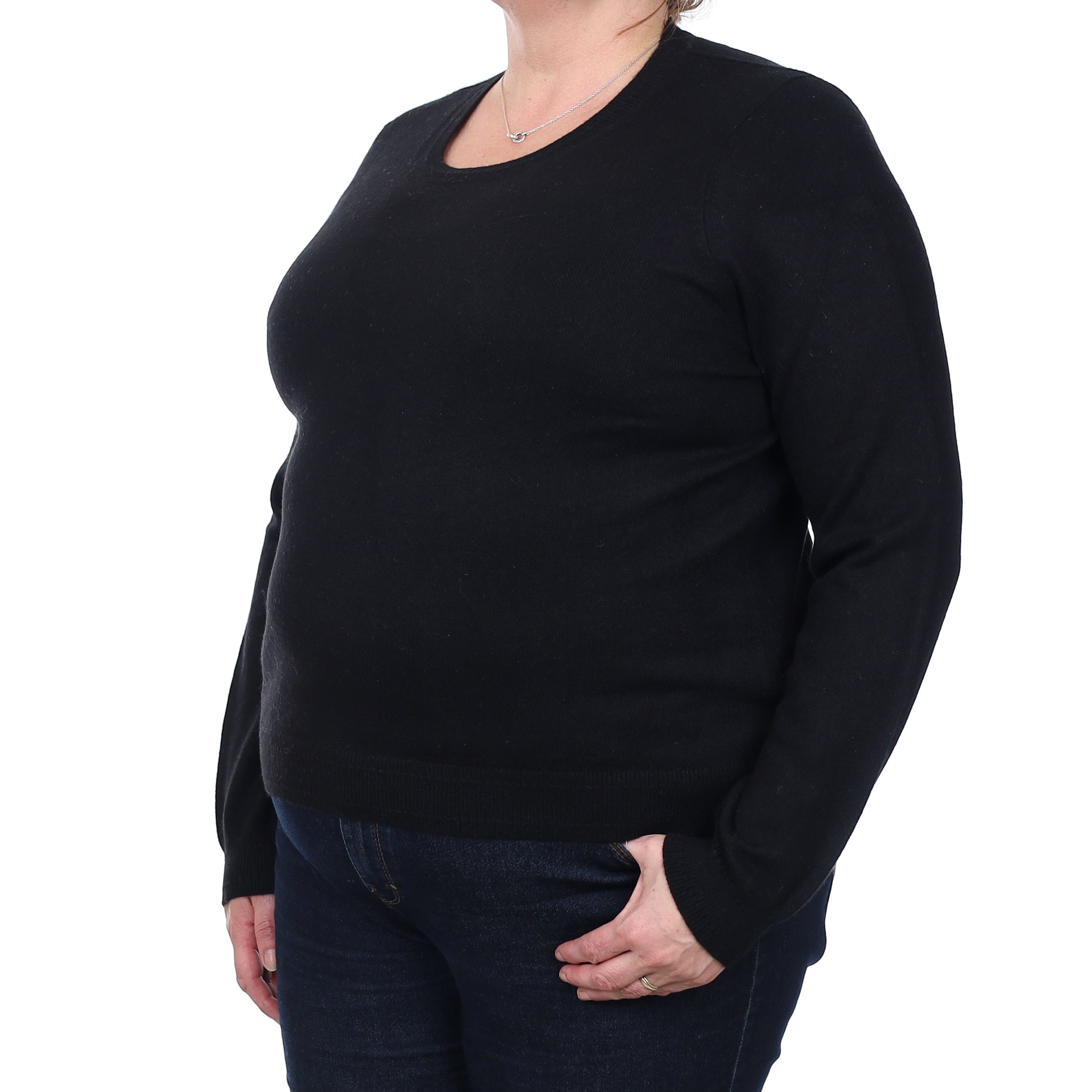 Black Cashmere Crew Neck Jumper Extra Large