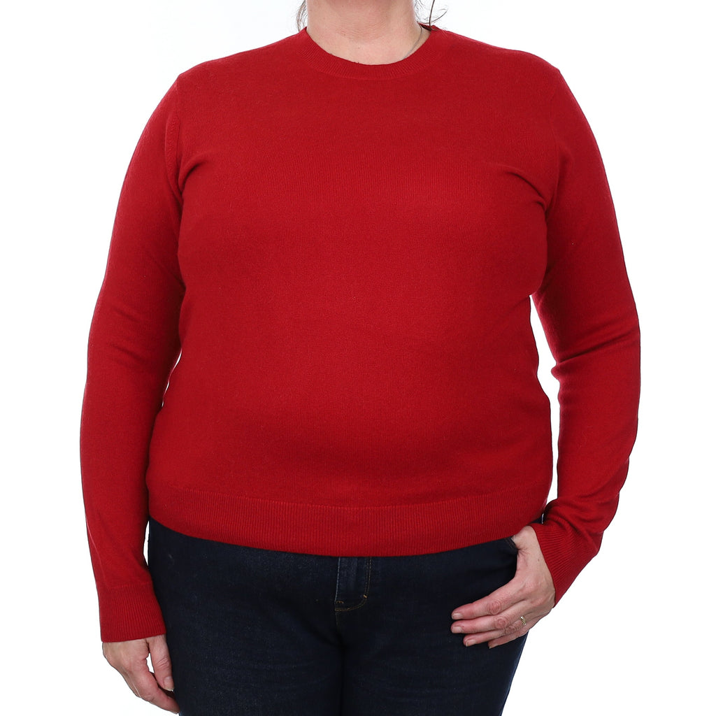 Crimson Red Cashmere Crew Neck Jumper Extra Large
