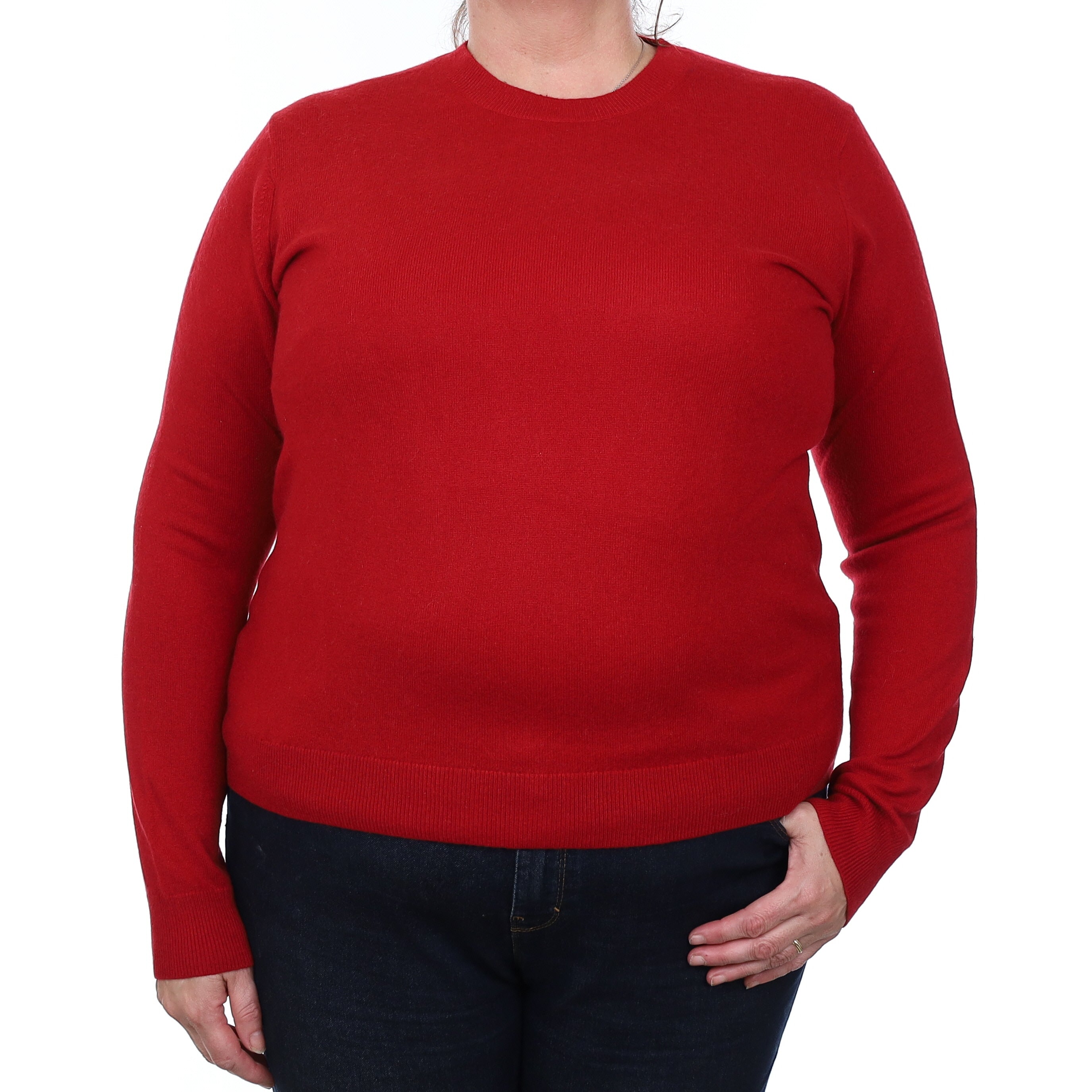 Crimson Red Cashmere Crew Neck Jumper Extra Large