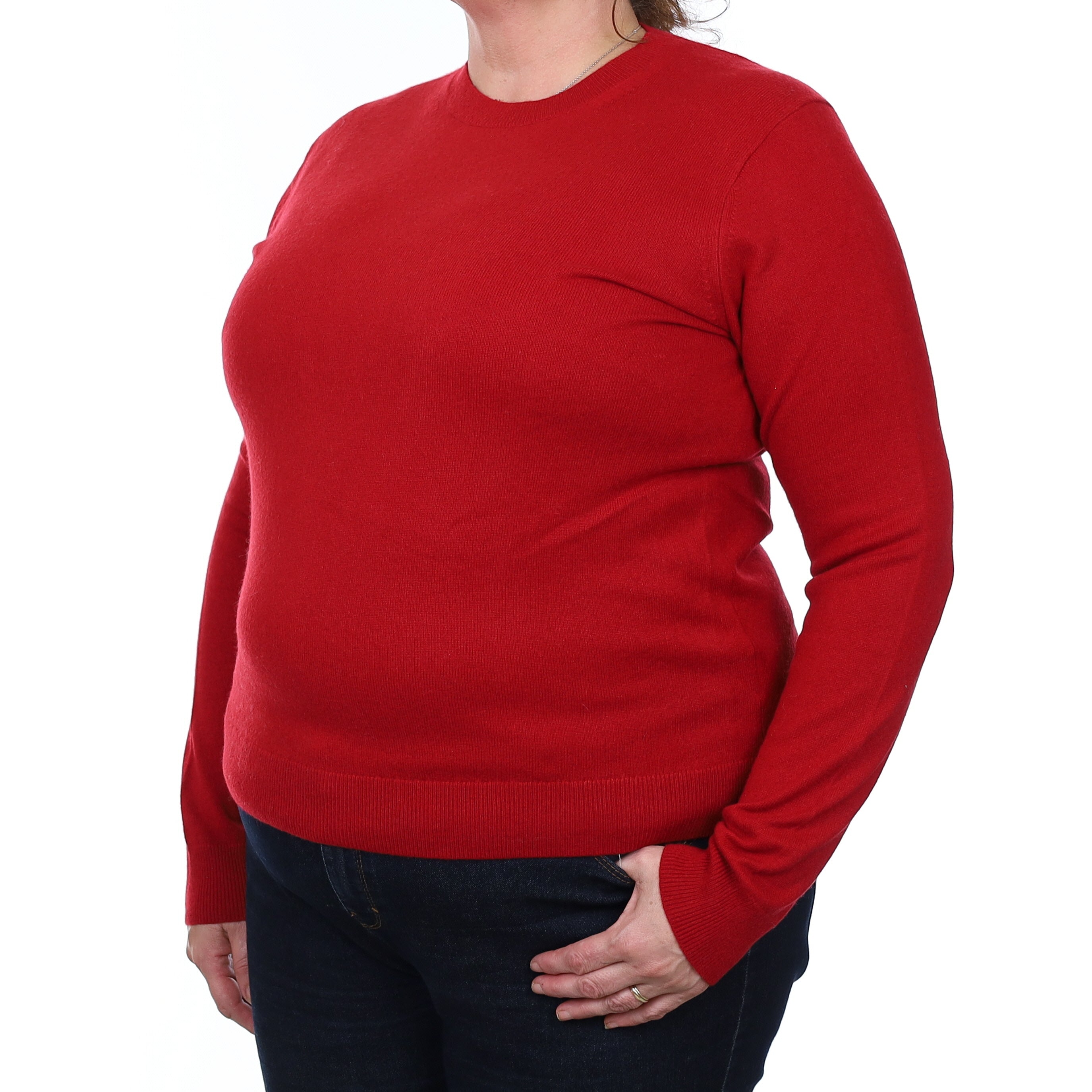 Crimson Red Cashmere Crew Neck Jumper Extra Large