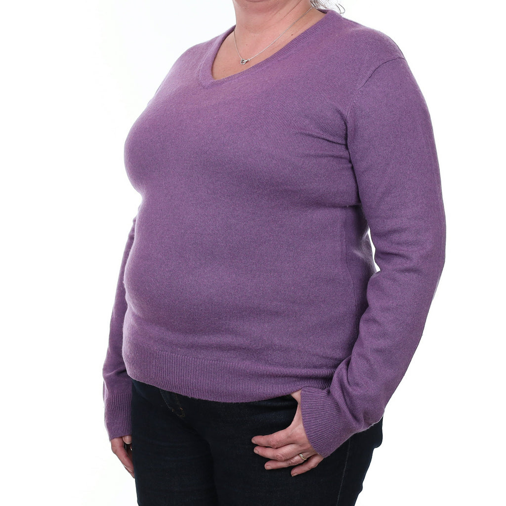 Hazy Purple Cashmere V Neck Jumper Extra Large