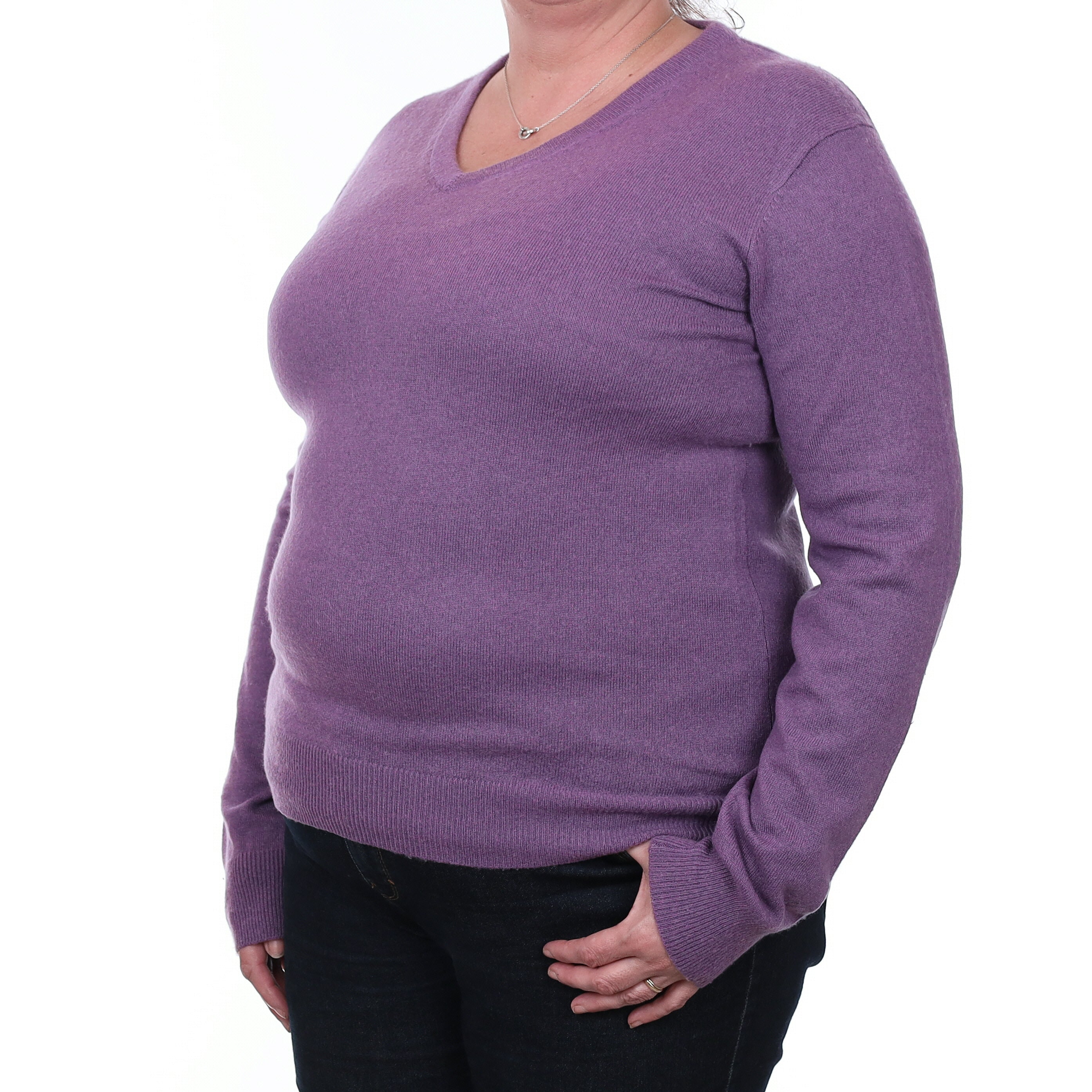 Hazy Purple Cashmere V Neck Jumper Extra Large