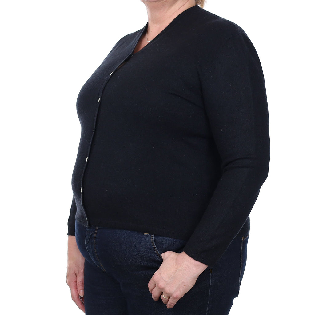 Black Cashmere V Neck Cardigan Extra Large