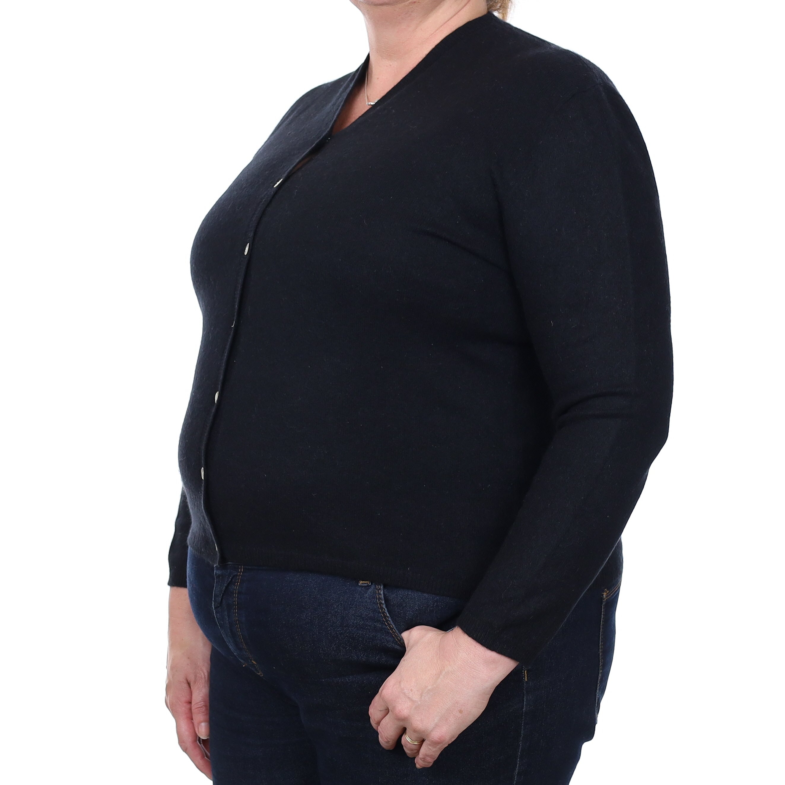 Black Cashmere V Neck Cardigan Extra Large