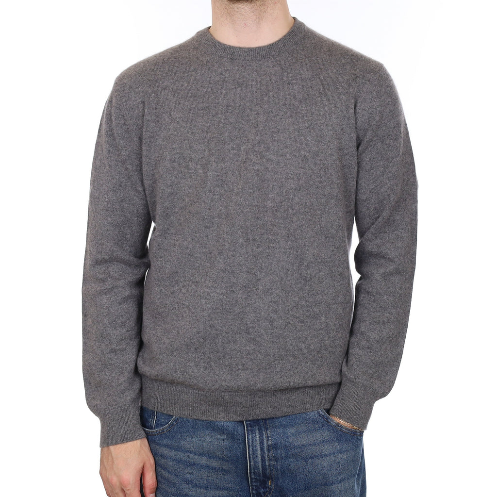 Men's Slate Grey Cashmere Crew Neck Jumper Large