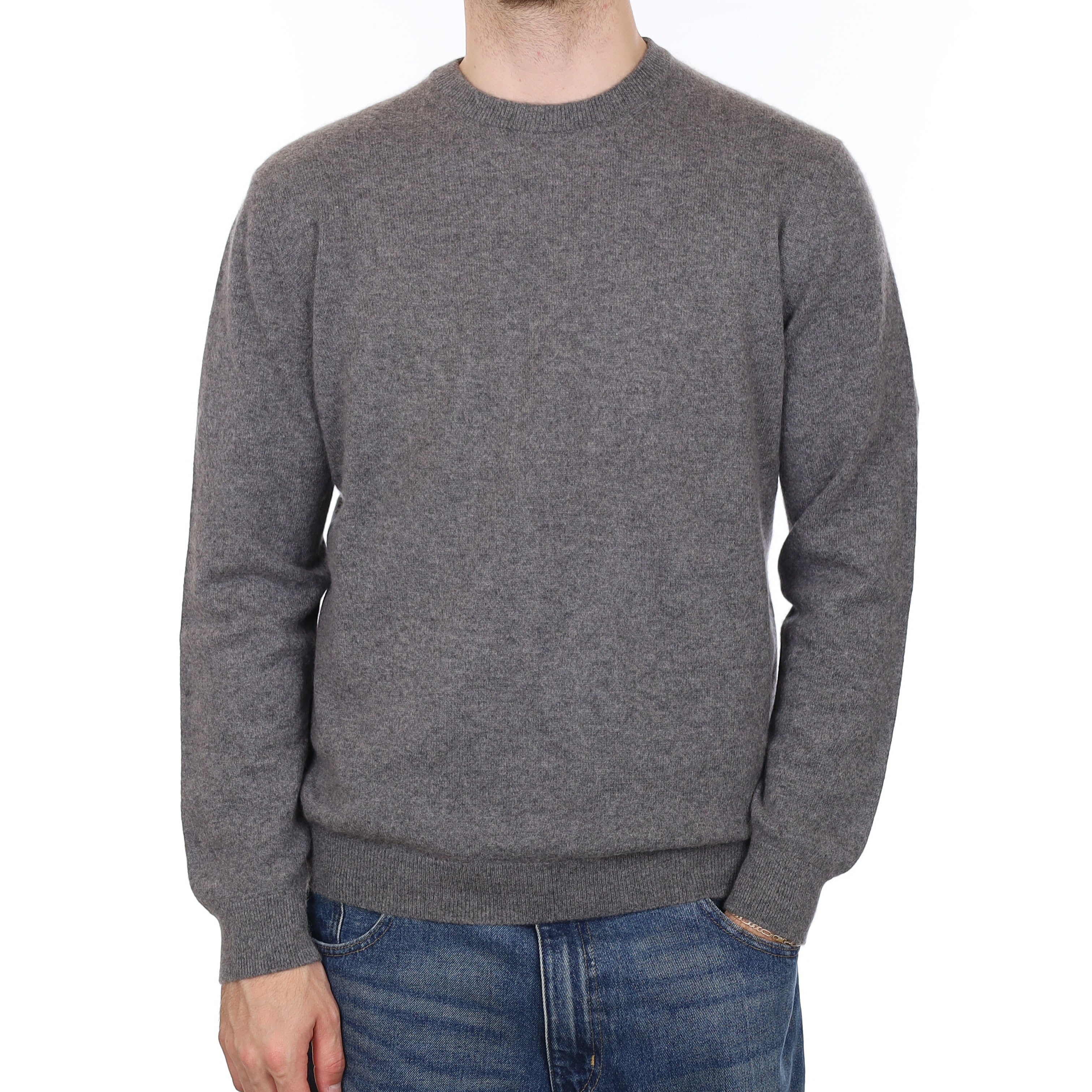 Men's Slate Grey Cashmere Crew Neck Jumper Large