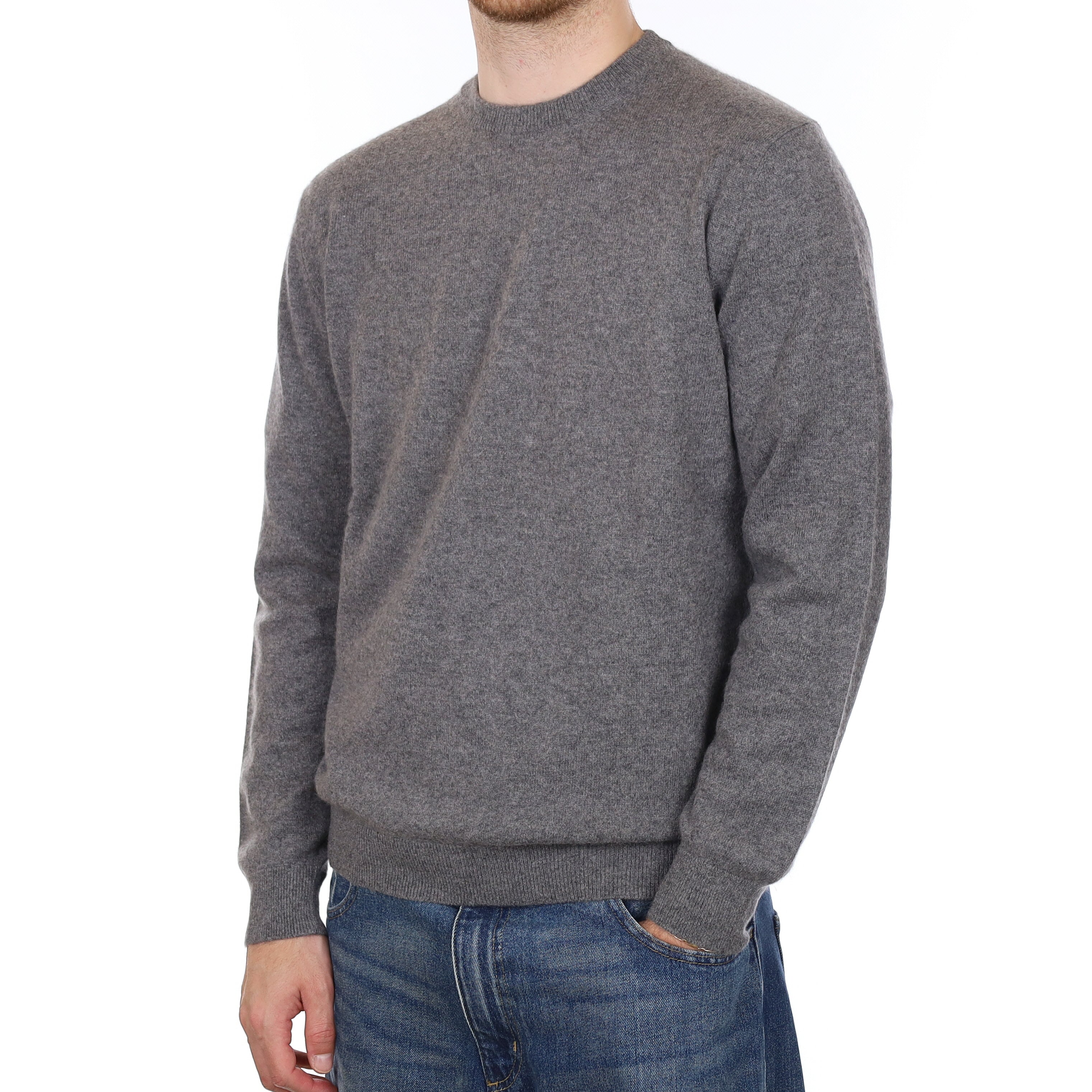 Men's Slate Grey Cashmere Crew Neck Jumper Large