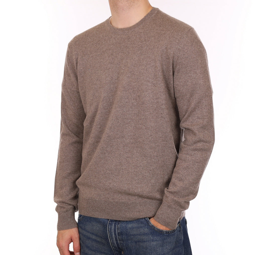 Men's Mink Brown Cashmere Crew Neck Jumper Large
