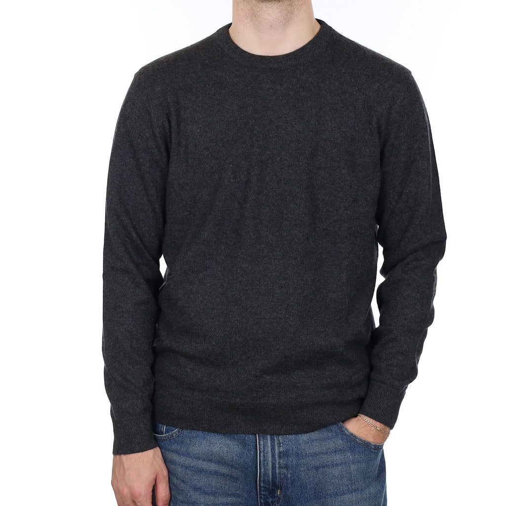 Men's Charcoal Grey Cashmere Crew Neck Jumper Large