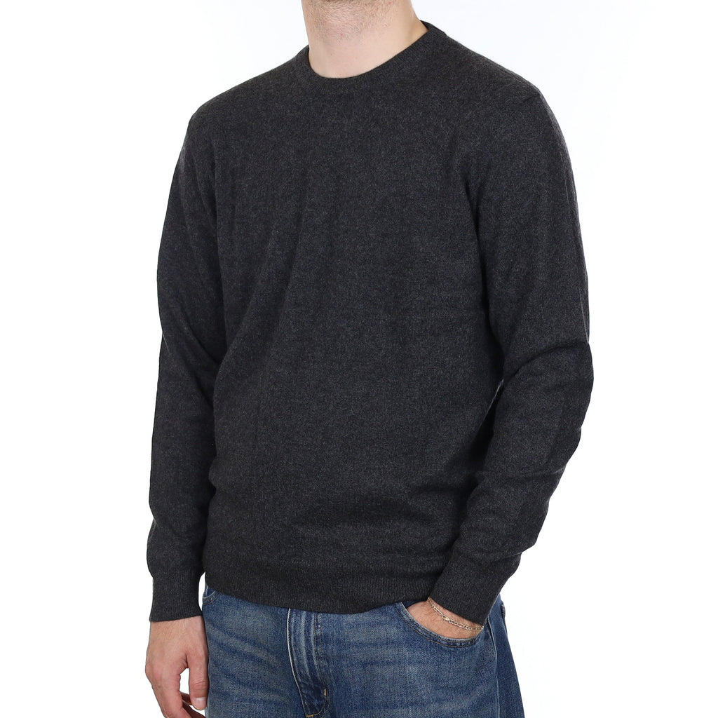 Men's Charcoal Grey Cashmere Crew Neck Jumper Large
