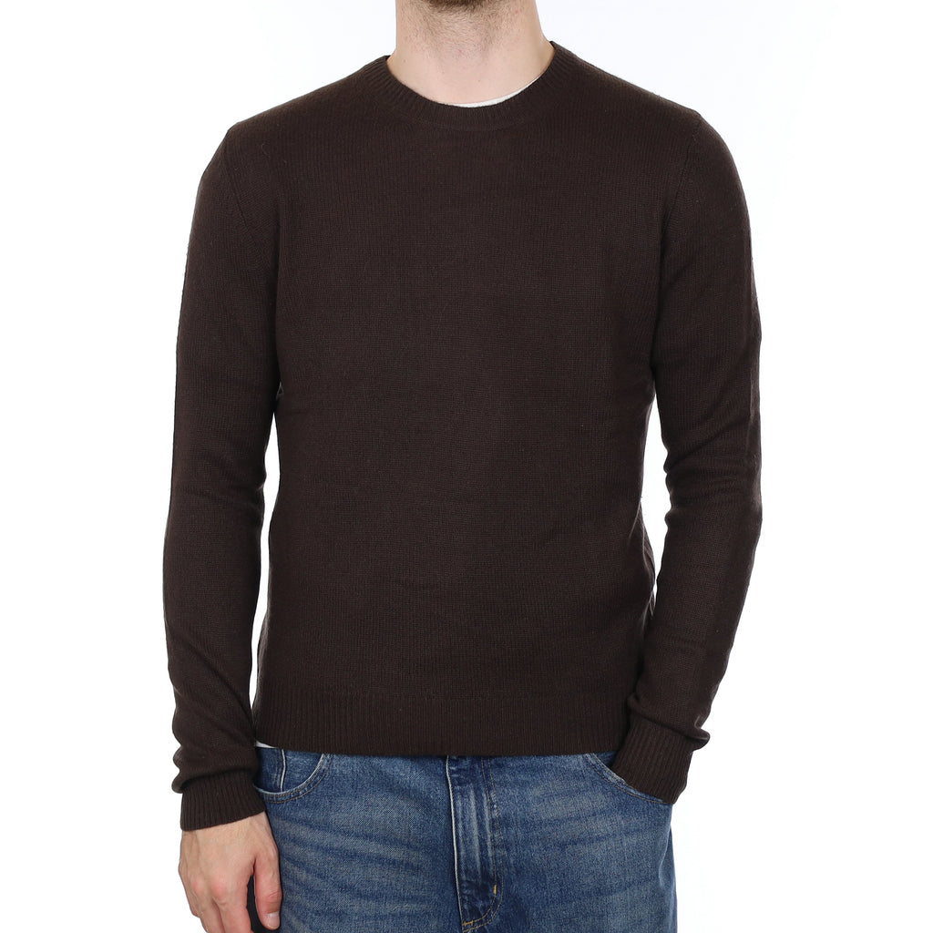 Men's Dark Chocolate Cashmere Crew Neck Jumper Medium