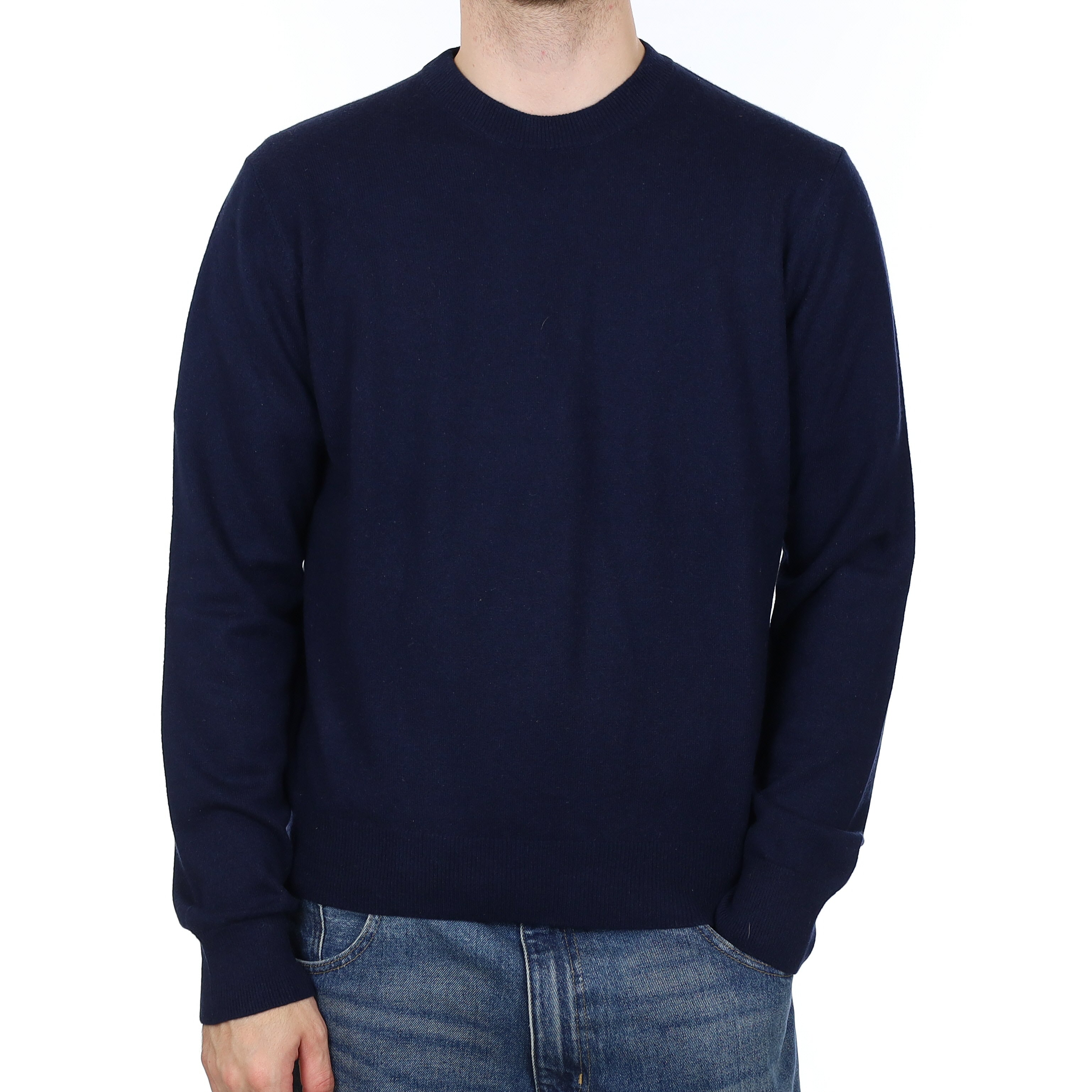 Men's Navy Cashmere Crew Neck Jumper Large