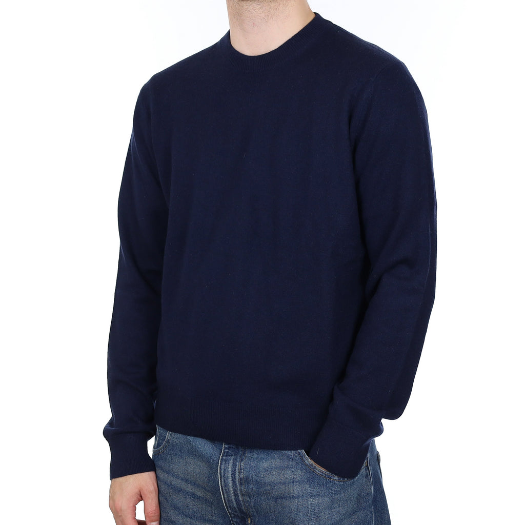 Men's Navy Cashmere Crew Neck Jumper Large