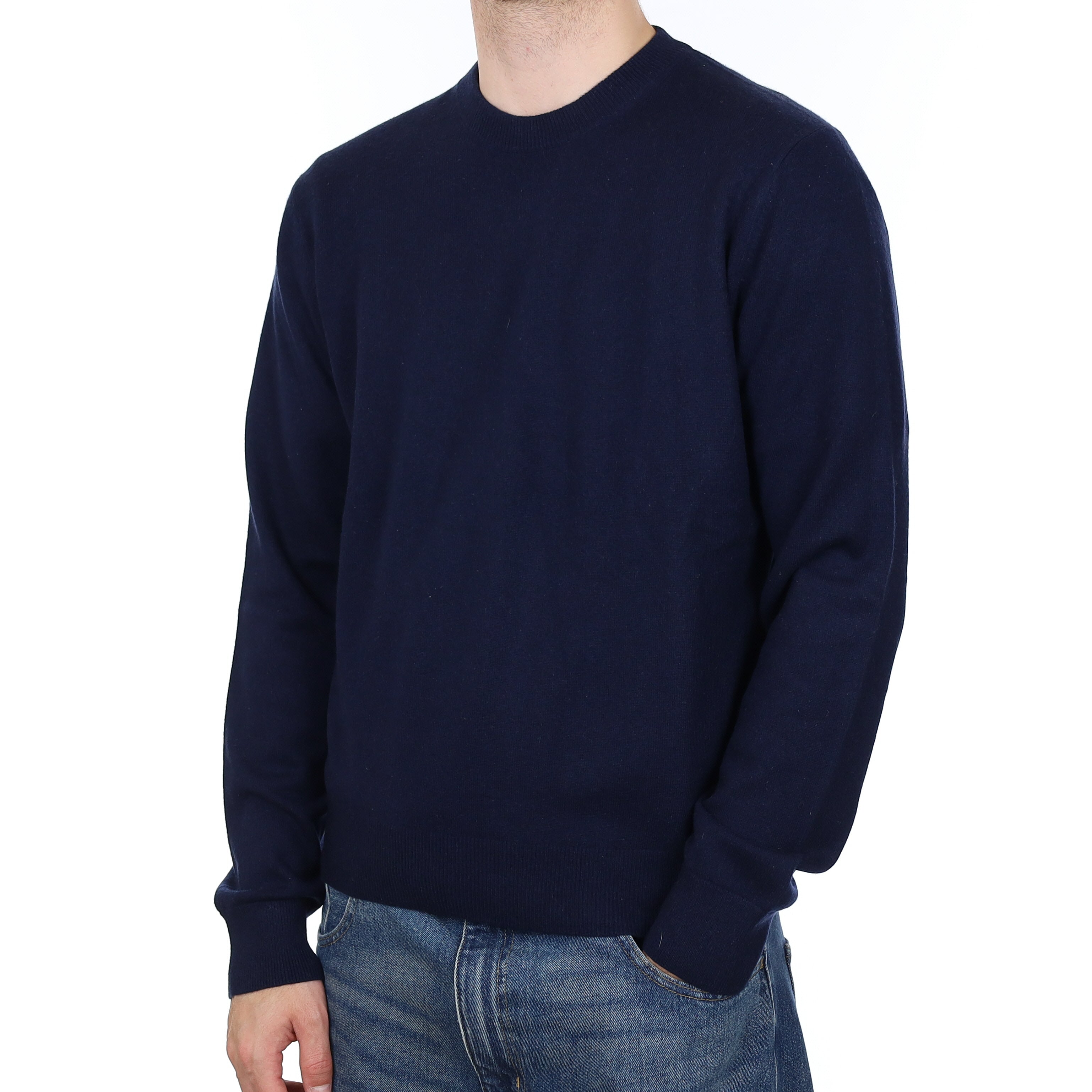Men's Navy Cashmere Crew Neck Jumper Large