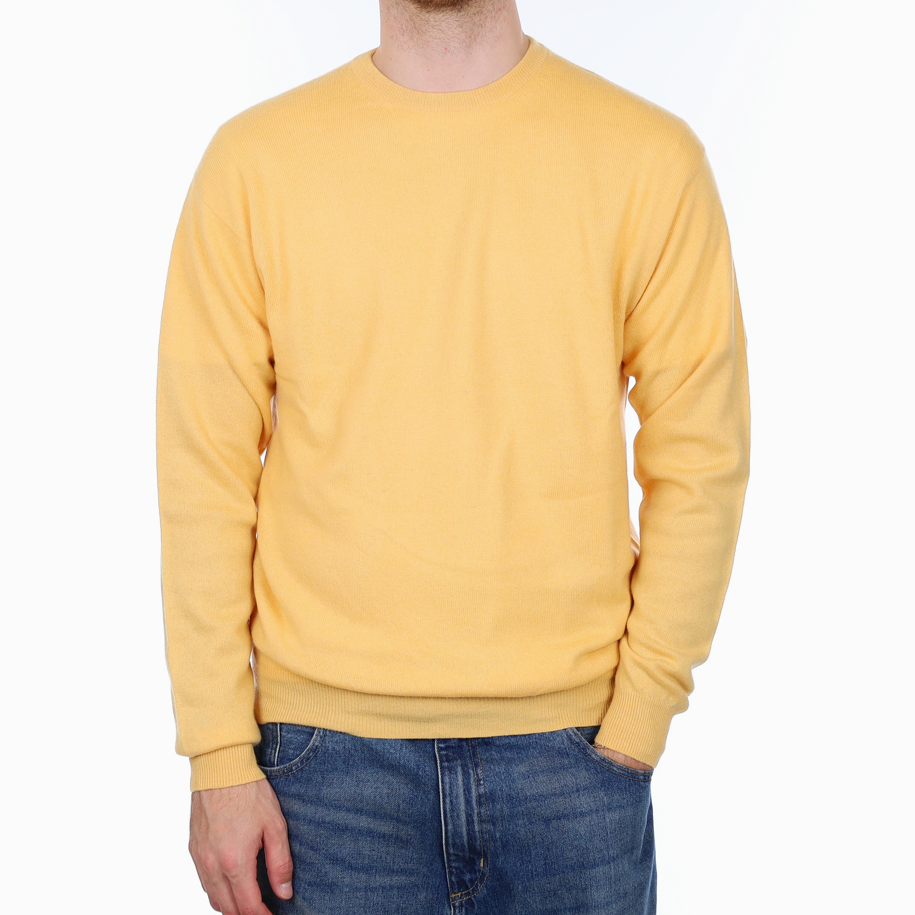 Men's Apricot Cashmere Crew Neck Jumper Large