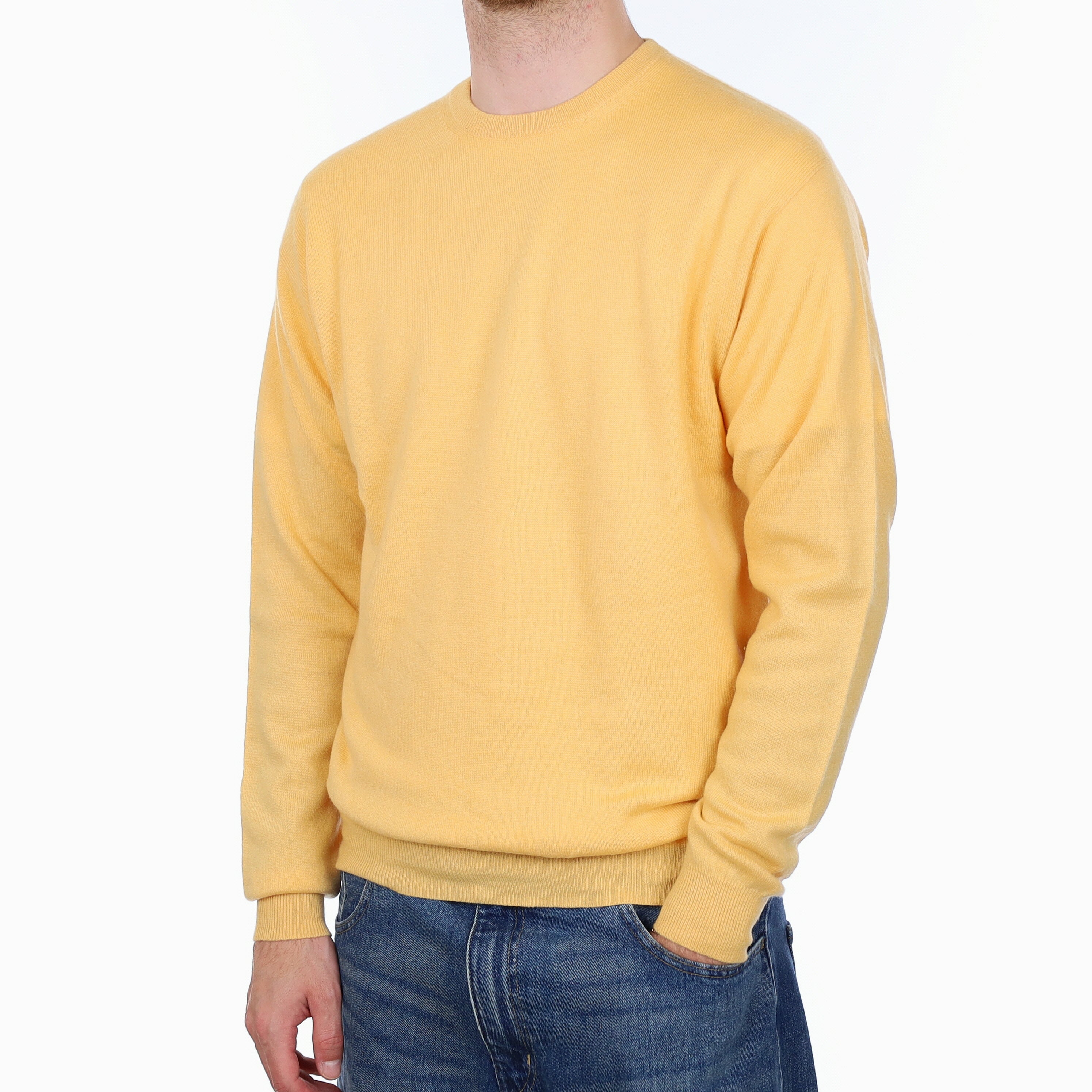 Men's Apricot Cashmere Crew Neck Jumper Large